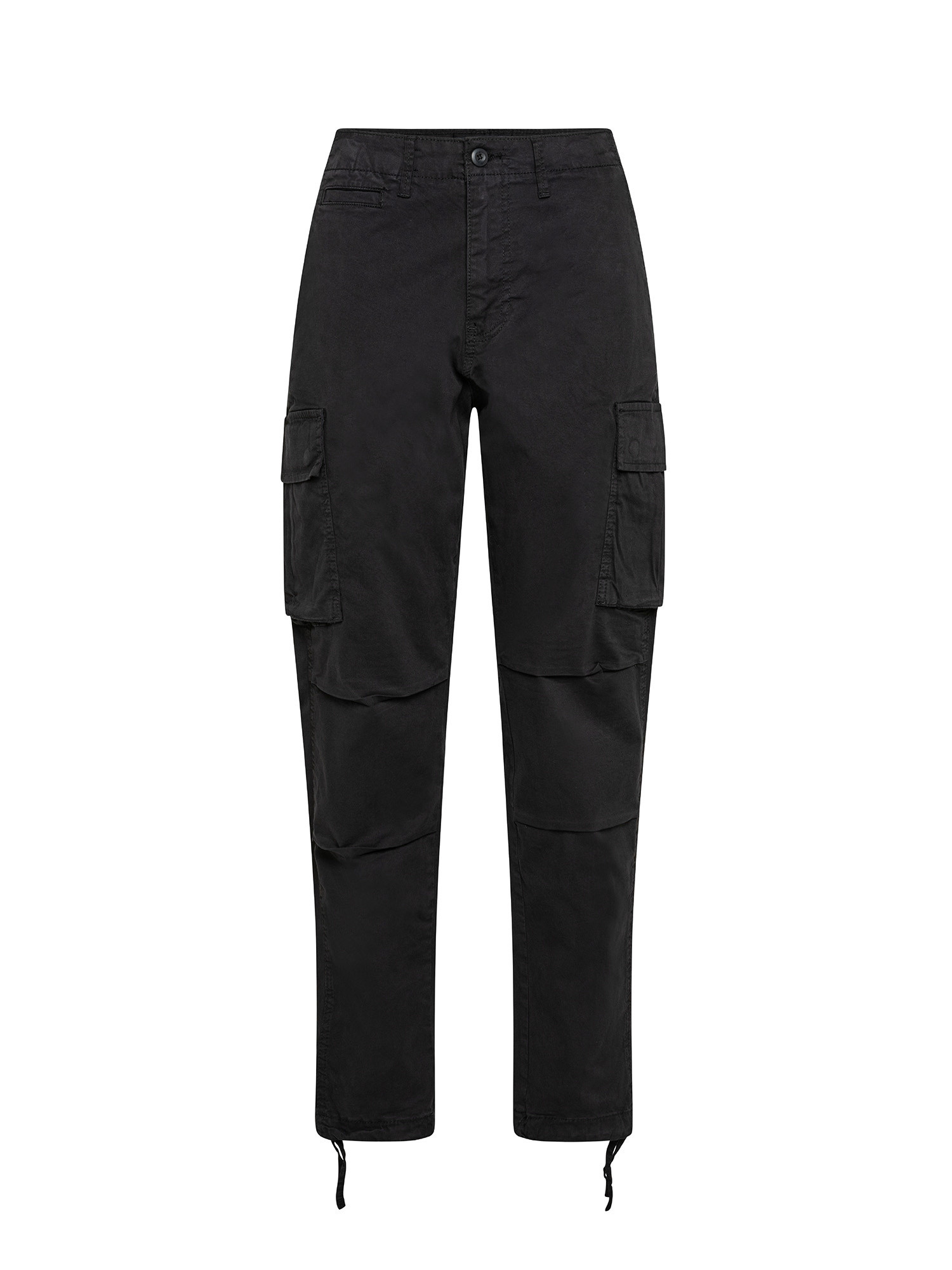 Pantaloni cargo con tasche laterali, Nero, large