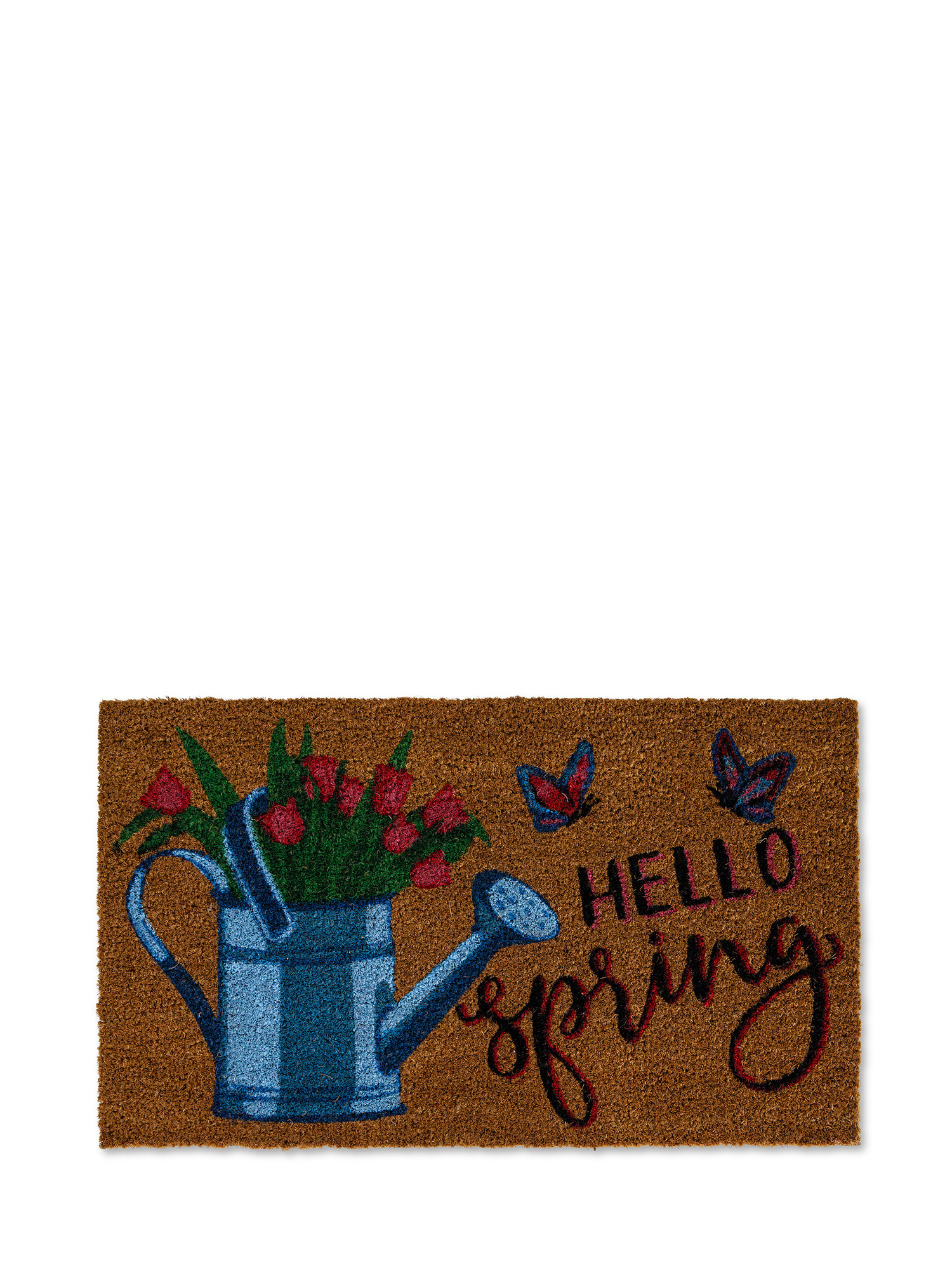 Hello Spring print doormat, Beige, large image number 0