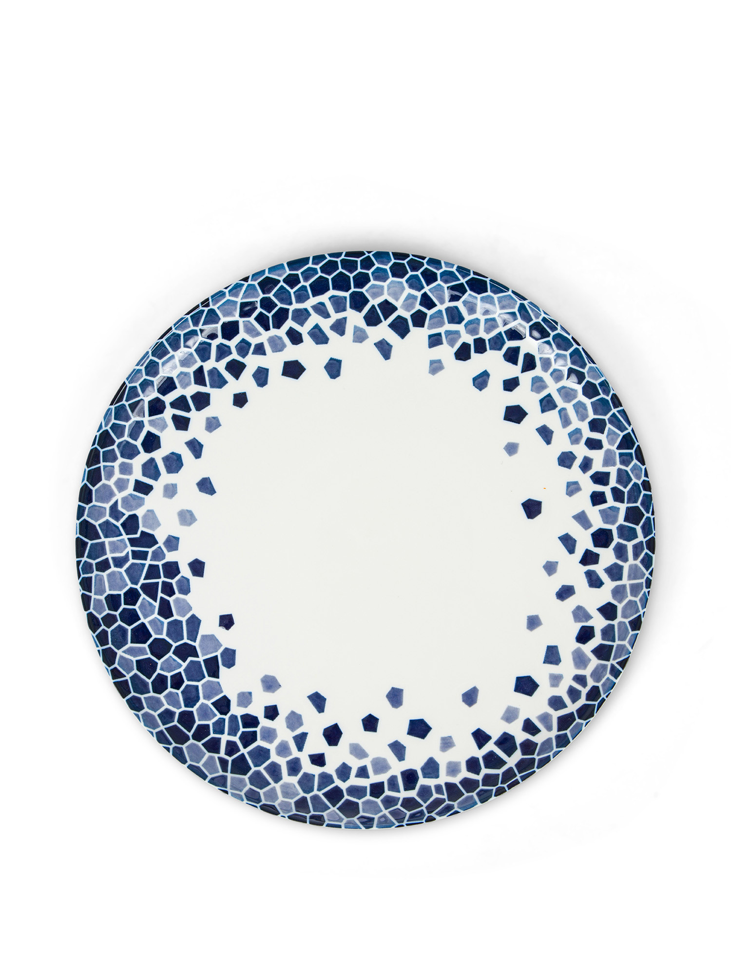 Porcelain dinner plate with blue mosaic, White / Blue, large image number 0