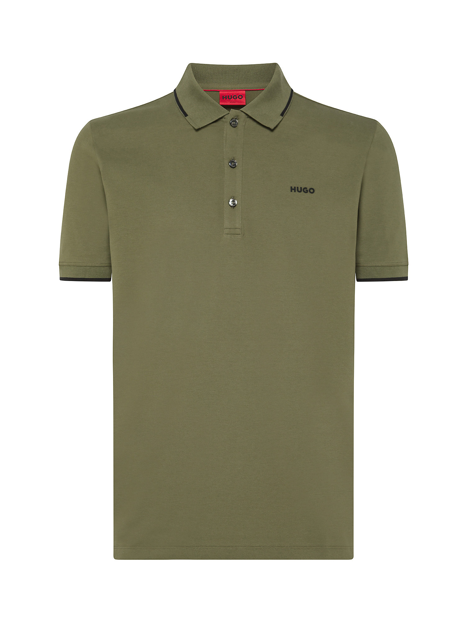 Hugo - Slim fit polo shirt with logo in cotton, Green, large image number 0