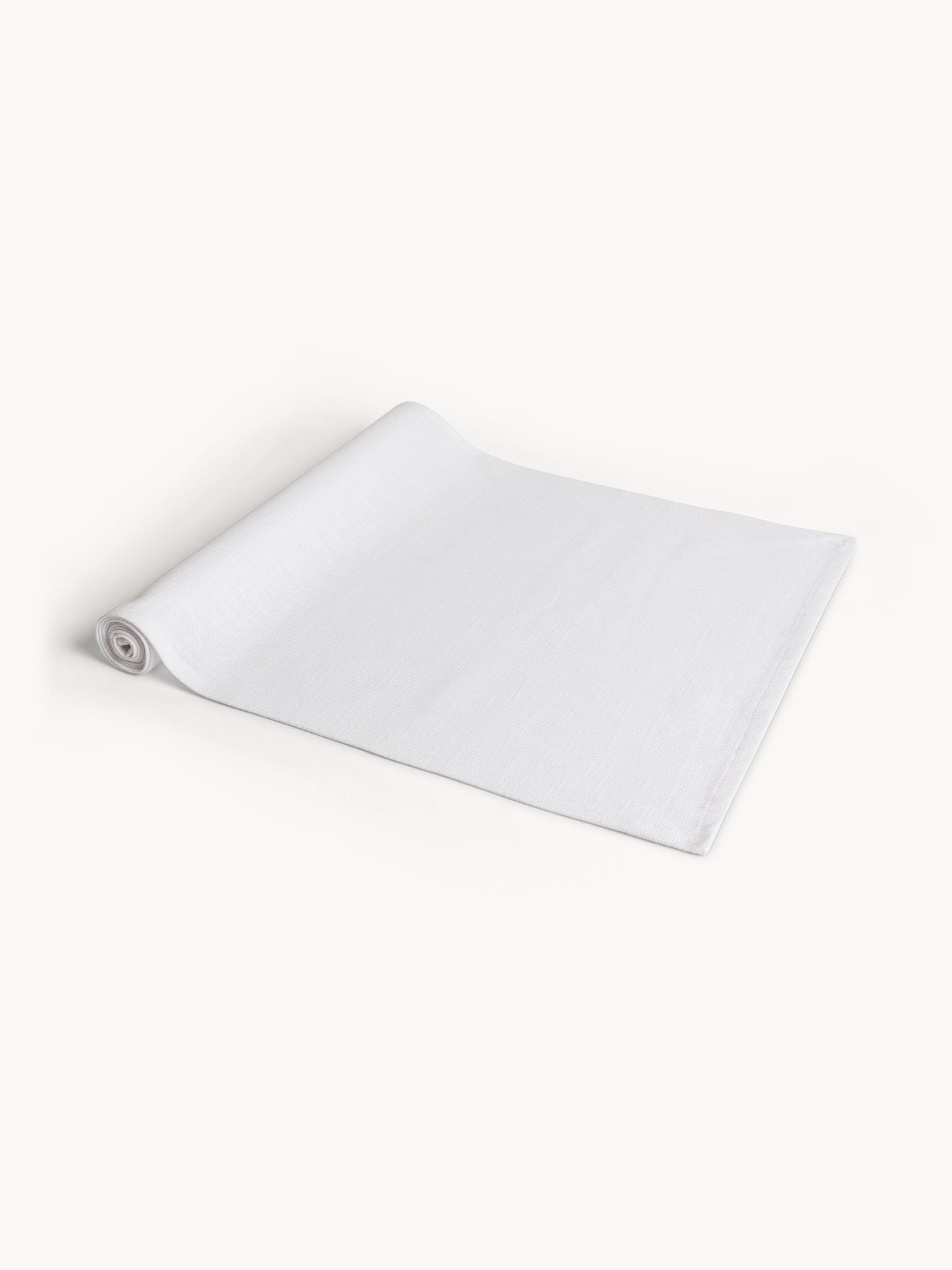 Solid Cotton Slub Table Runner, White, large image number 0