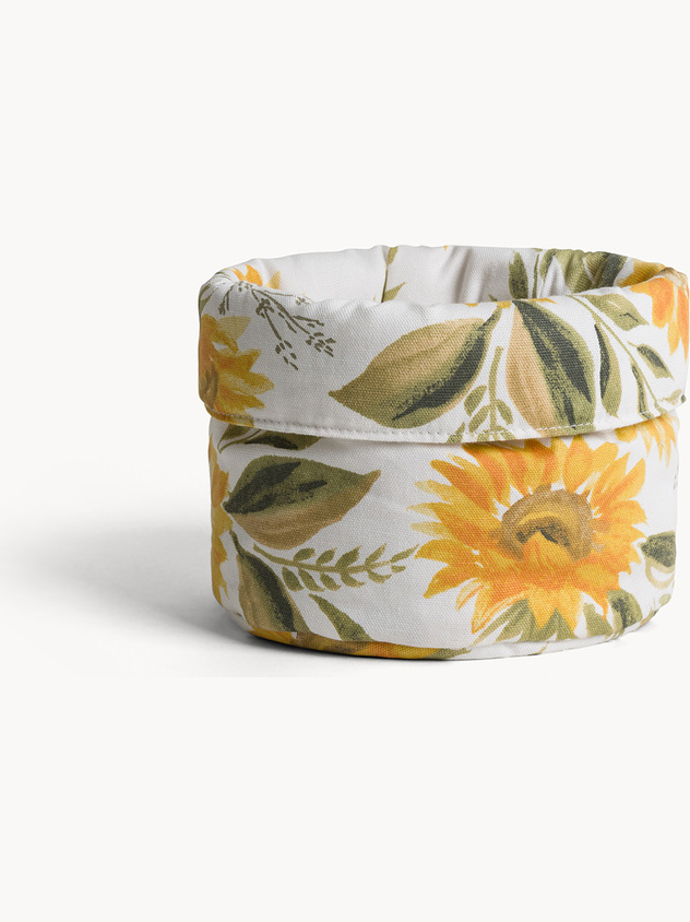 Cestino panama di cotone stampa girasoli