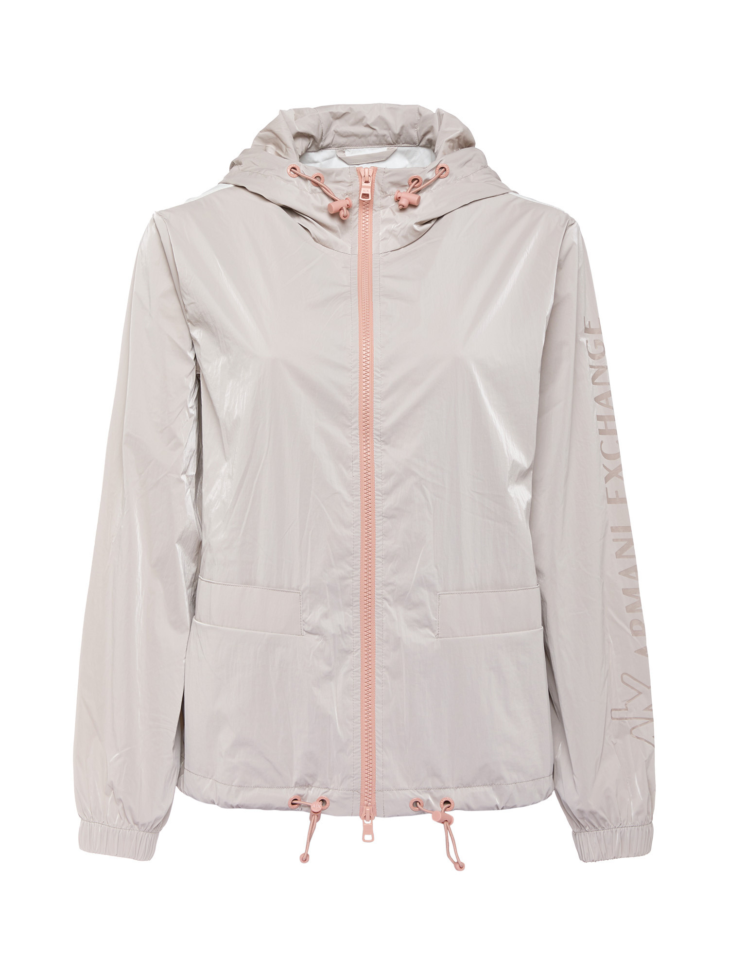 Armani Exchange - Nylon jacket with hood and logo, Light Beige, large image number 0