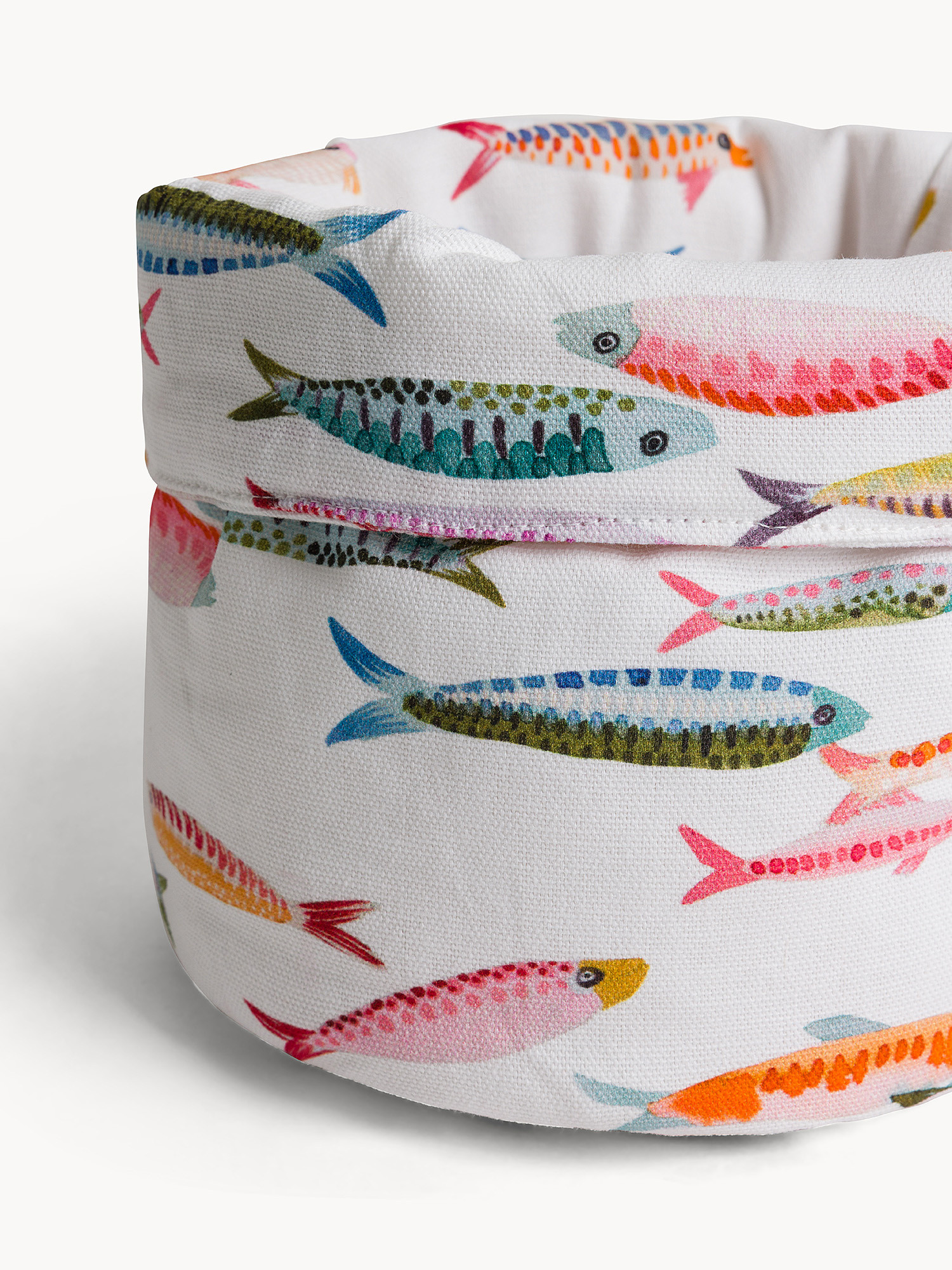 Pure cotton panama basket with fish print, Multicolor, large image number 1