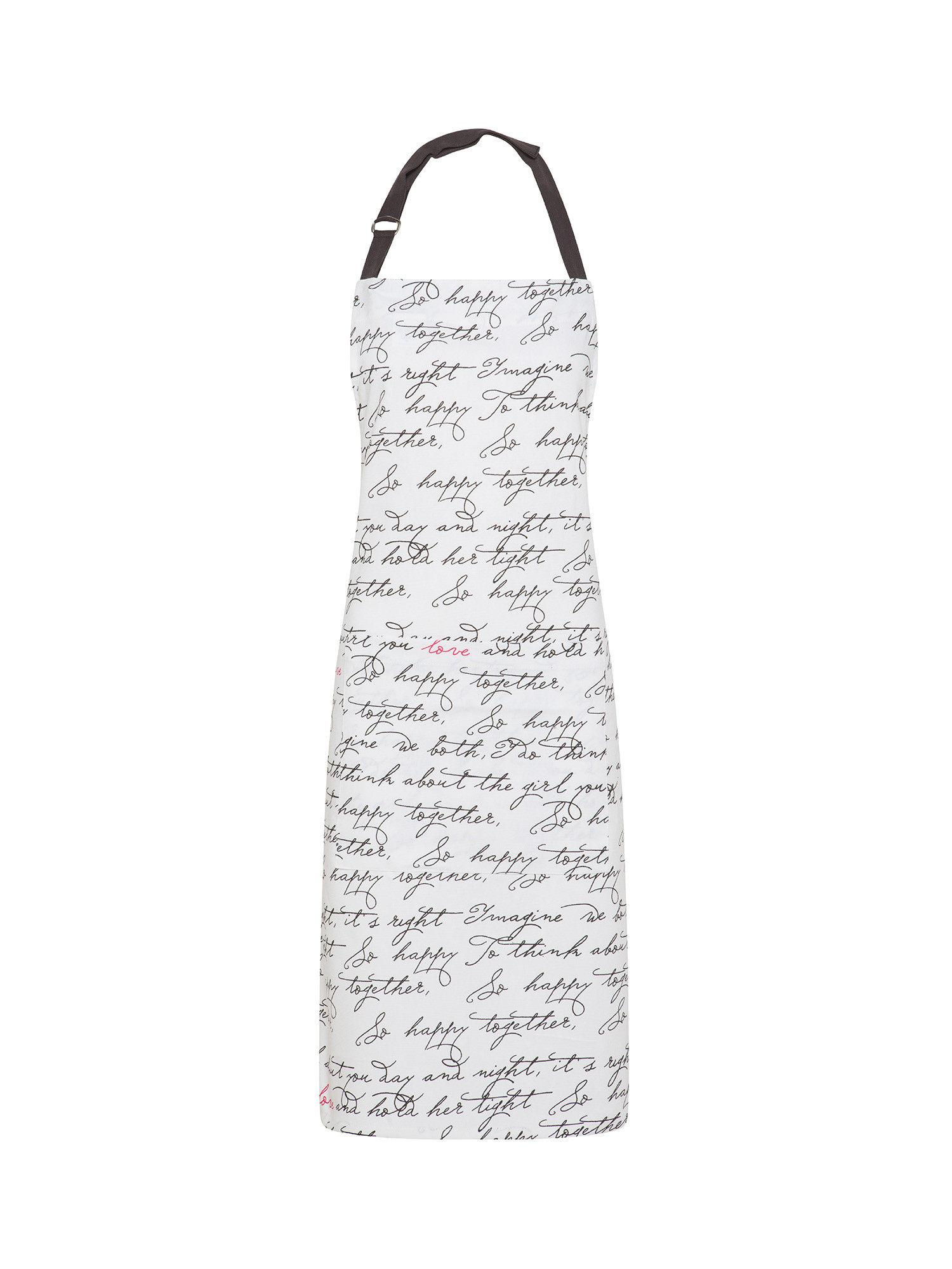 100% cotton kitchen apron with lettering print, White, large image number 0