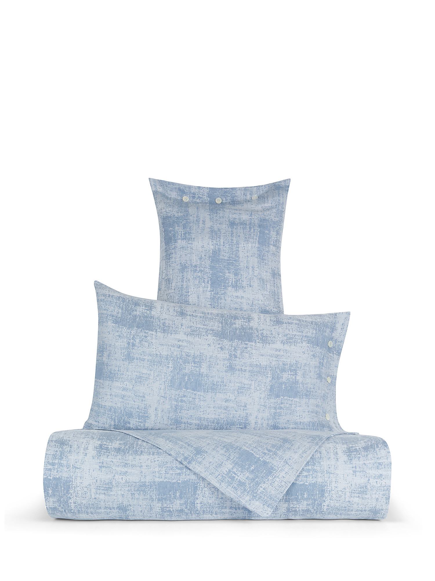 Denim effect washed linen blend duvet cover, Light Blue, large image number 0