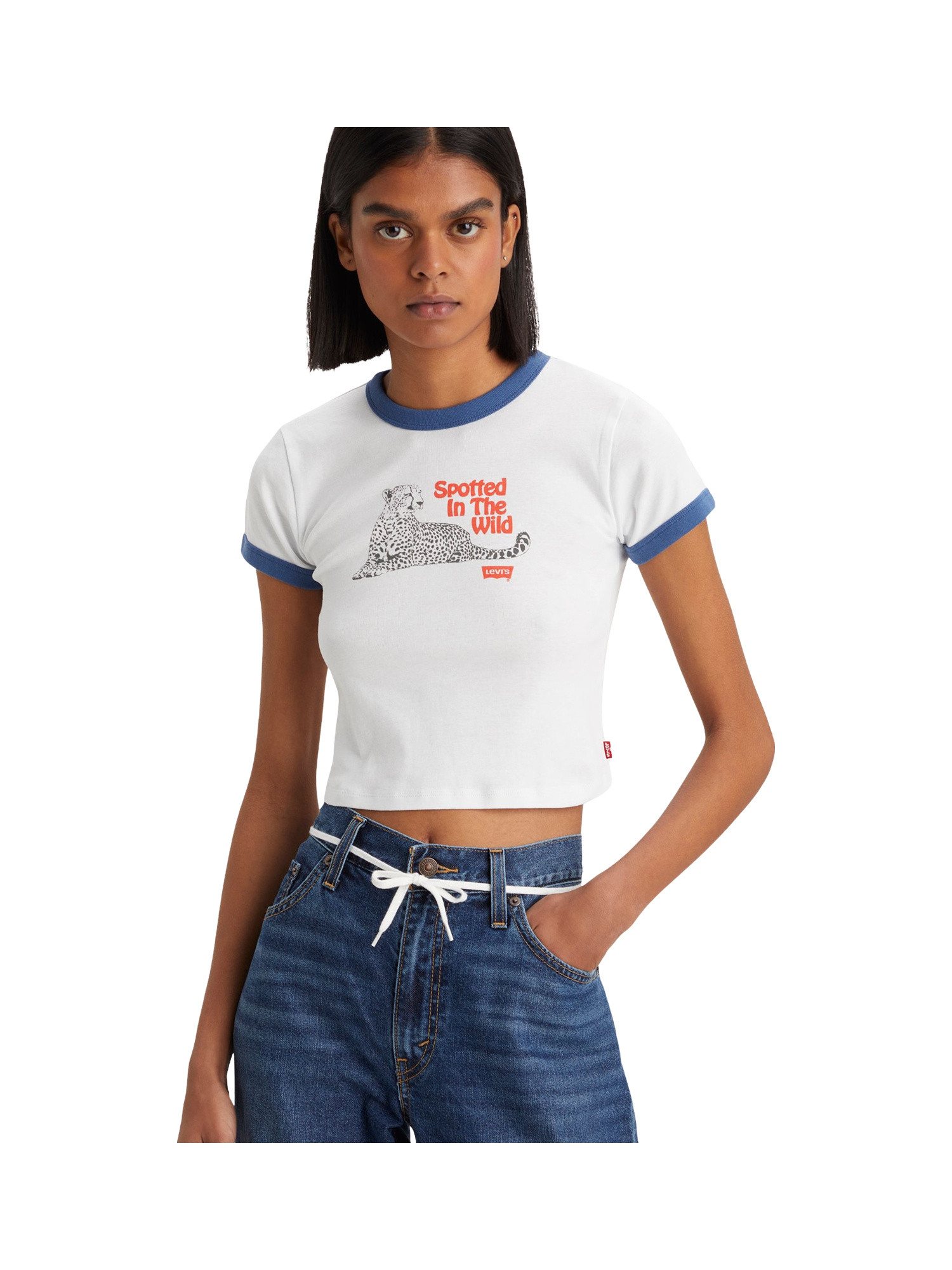 Levi's - ringer mini printed t-shirt, Blue, large image number 3