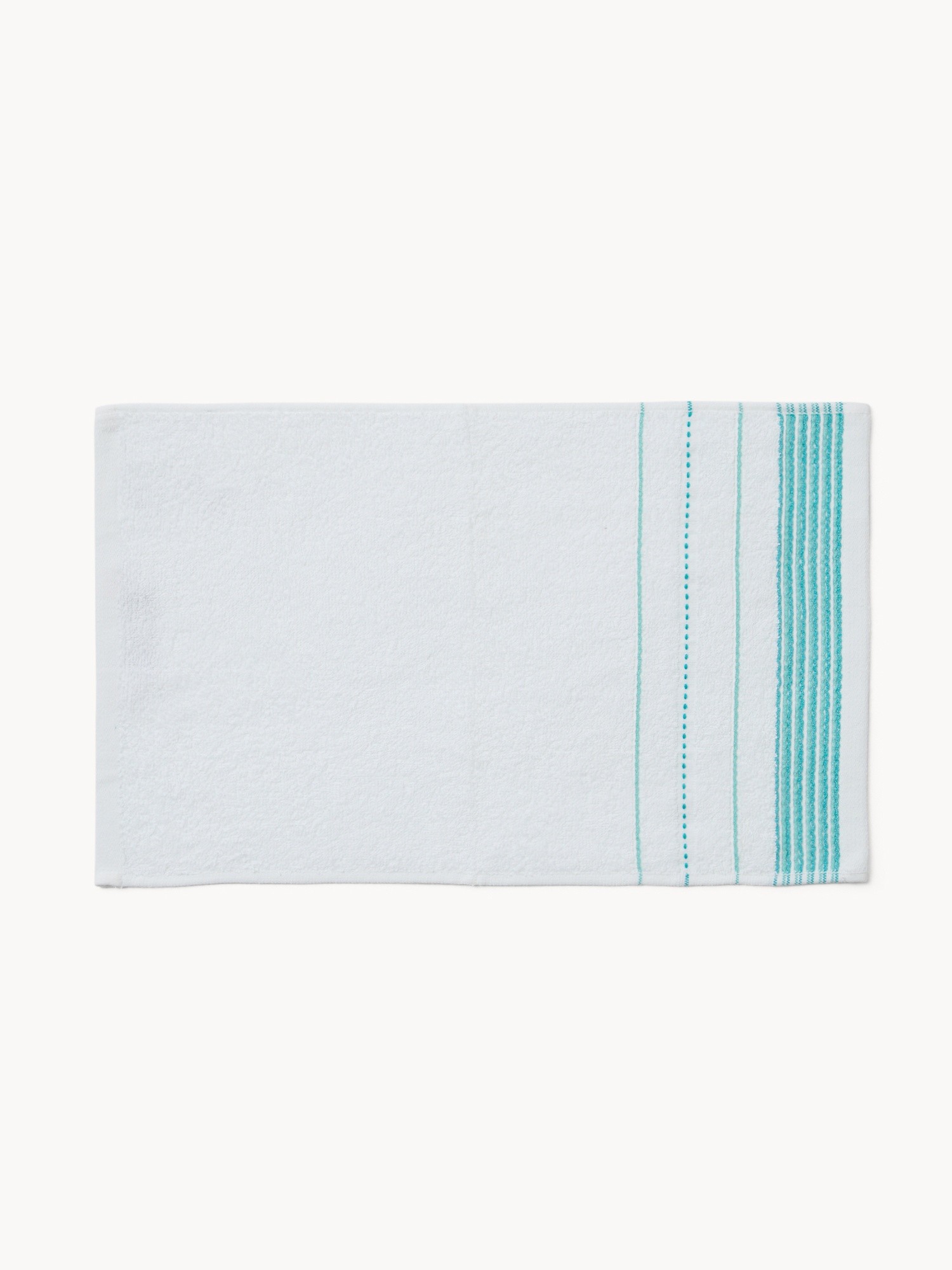 Set of 3 solid-color cotton towels - Introductory price, Bianco/Azzurro, large image number 1