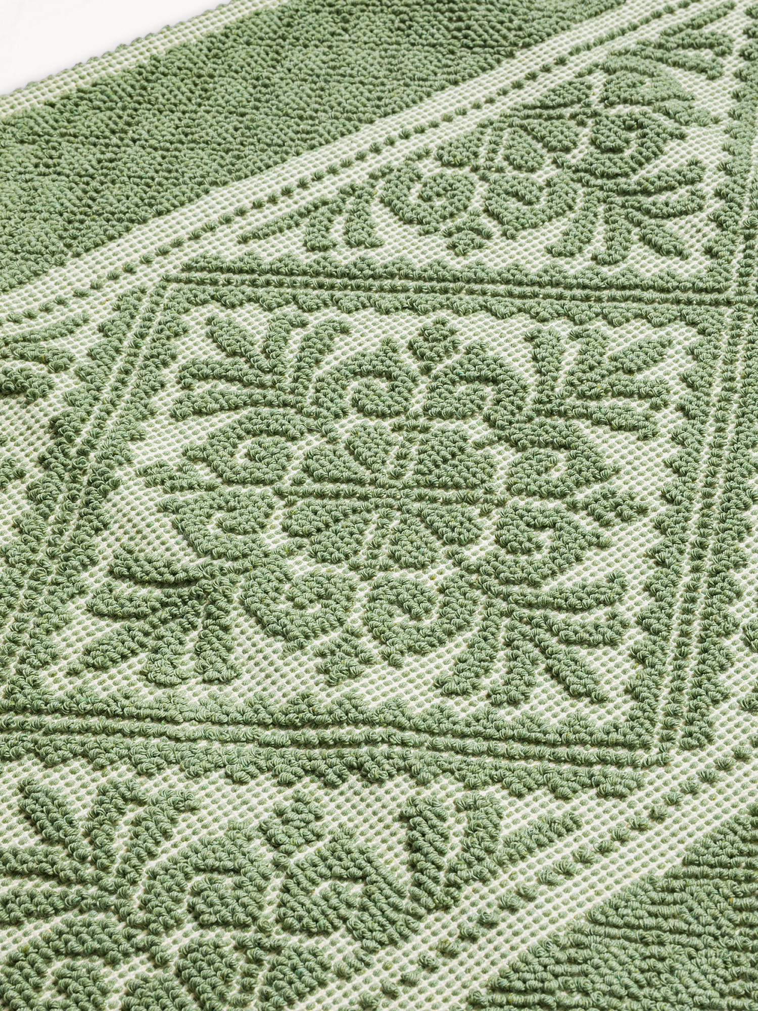 Tappeto da cucina sardo in puro cotone tinta unita, Verde, large image number 1