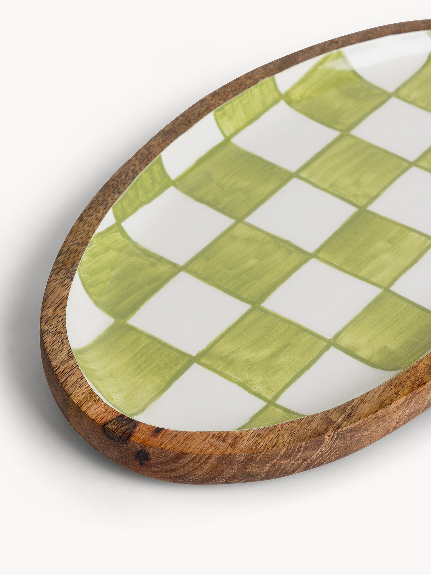 Vassoio ovale in legno di mango con rivestimento poliresina, Verde lime, large image number 1