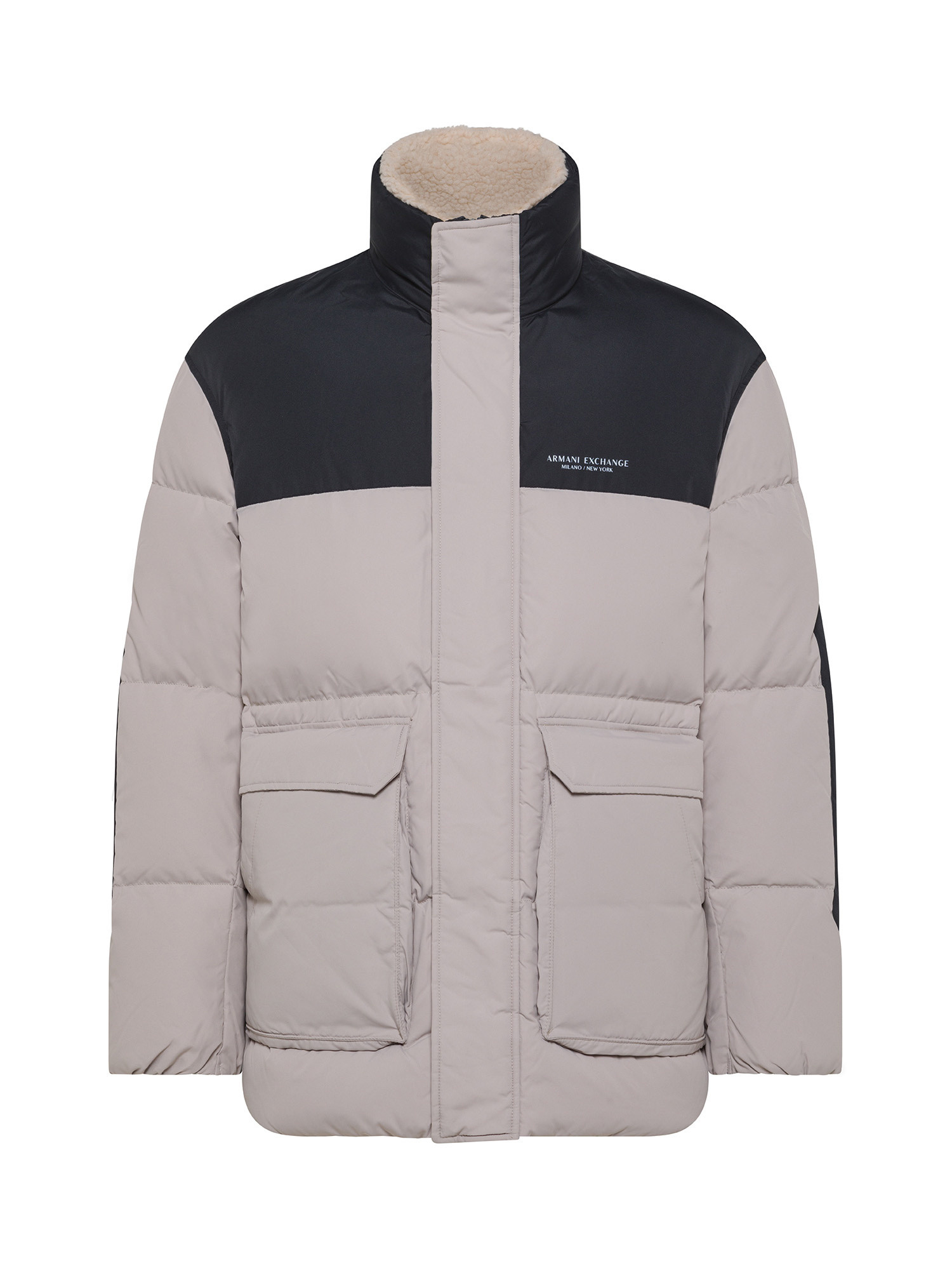 Armani Exchange - High neck down jacket with logo, Beige, large image number 0