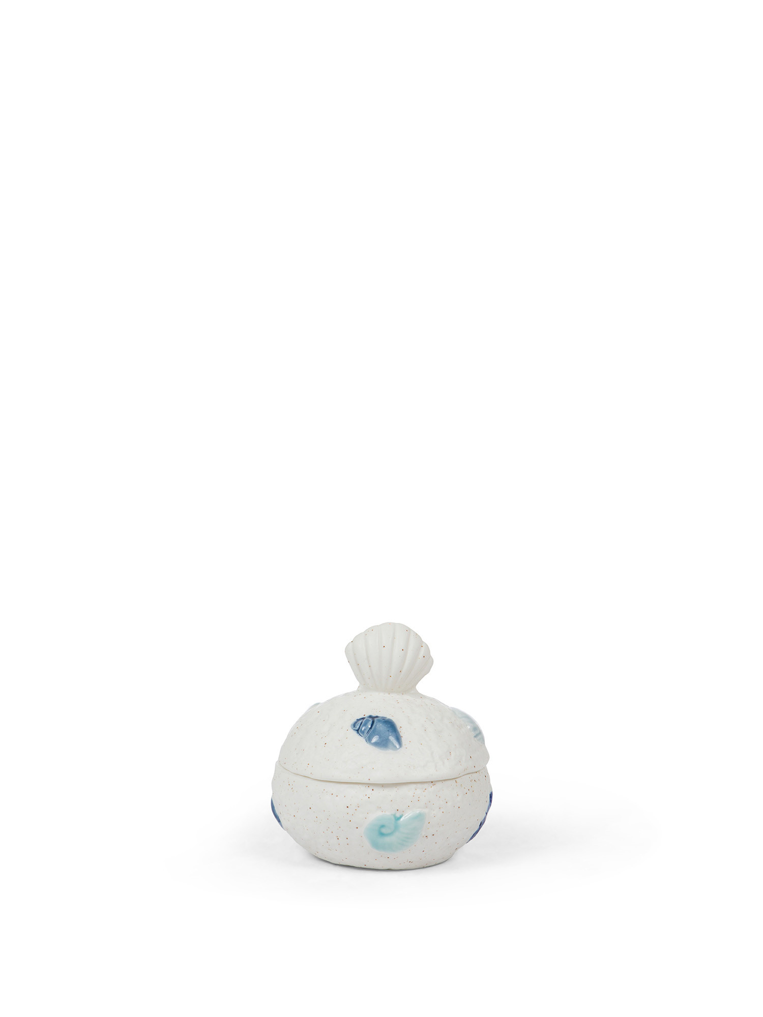 Porcelain container with shells, White / Blue, large image number 0