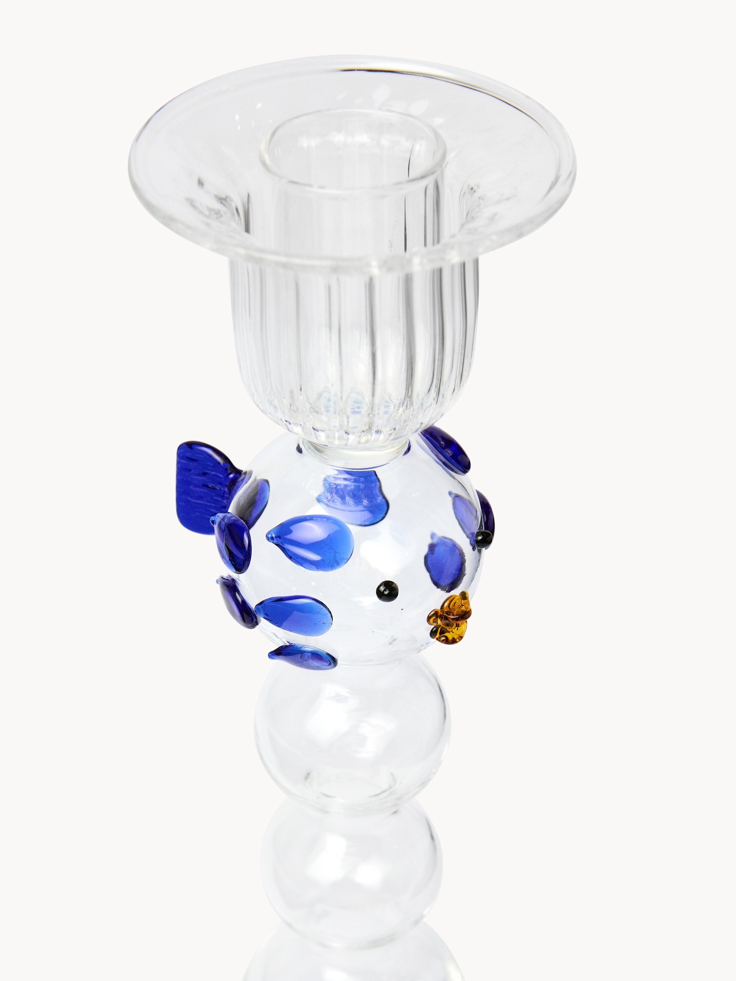 Candeliere in vetro borosilicato fatto a mano, Blu, large image number 1