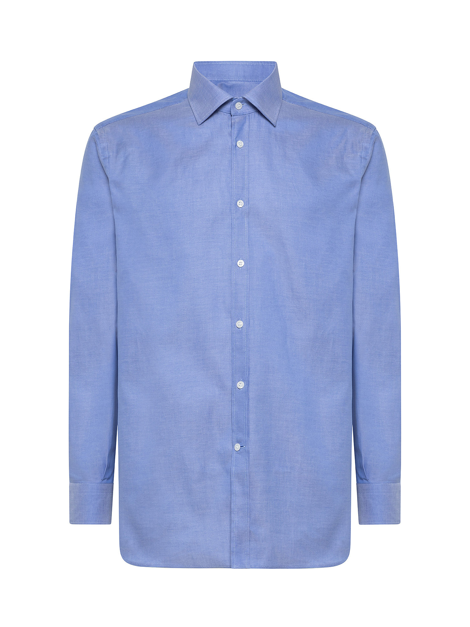Camicia regular fit in cotone pinpoint doppio ritorto, Azzurro, large