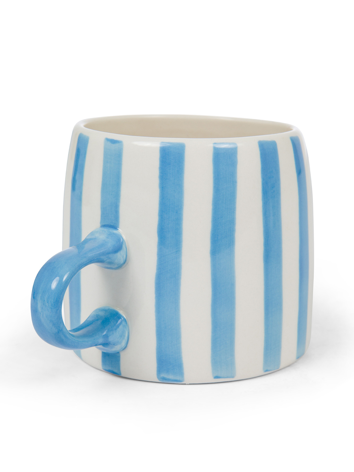 Mug stoneware a righe, Bianco/Azzurro, large image number 1