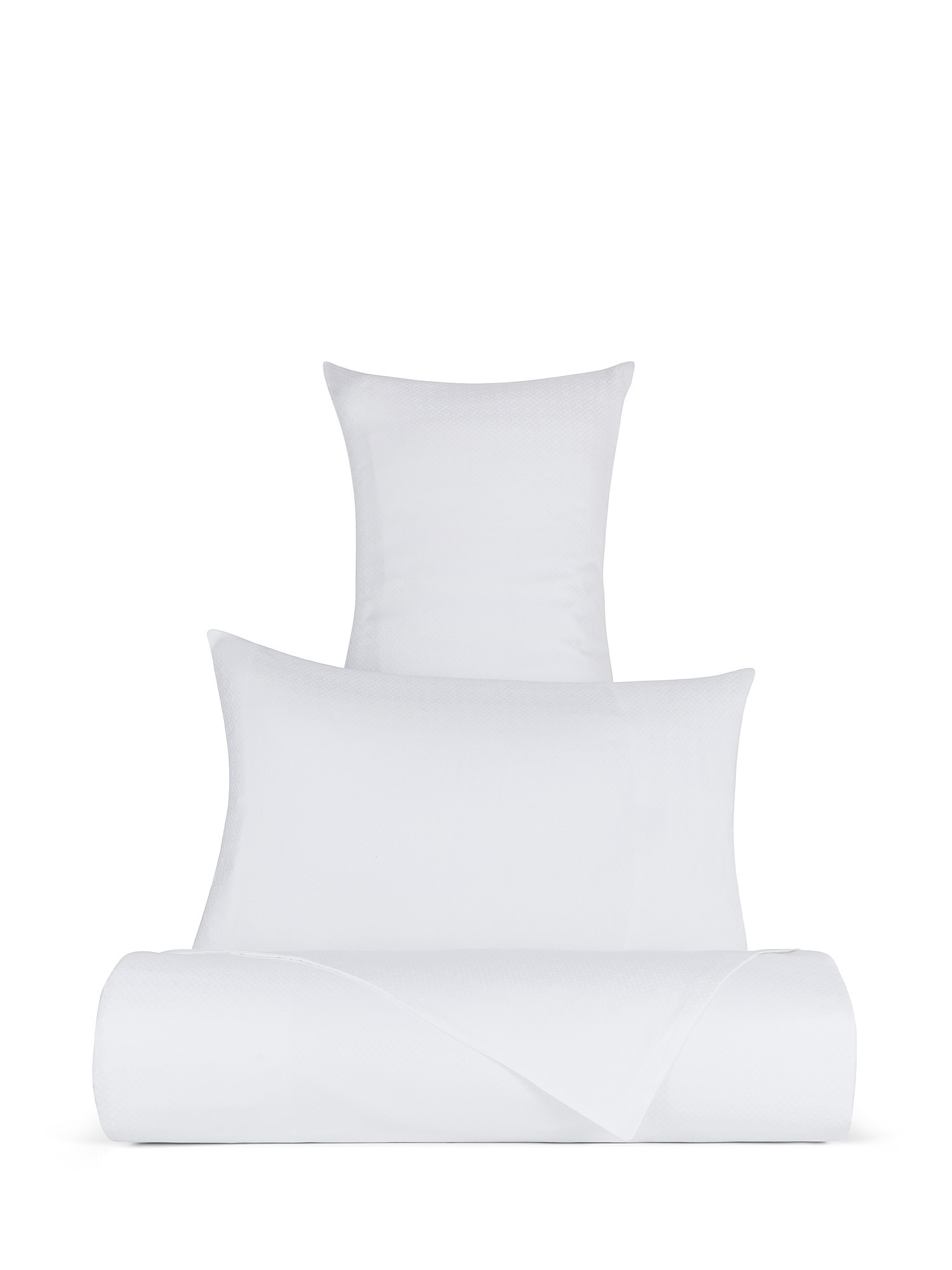 Cotton percale jacquard pillowcase Portofino, White, large image number 2