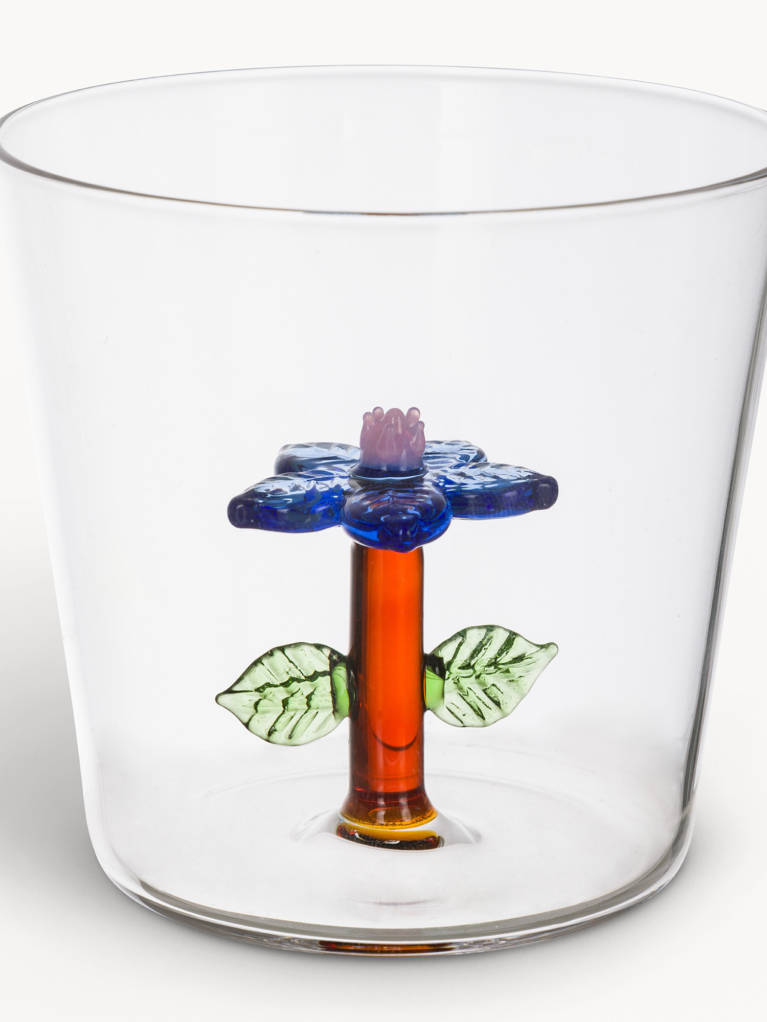Borosilicate glass glass with flower detail, Blue, large image number 1