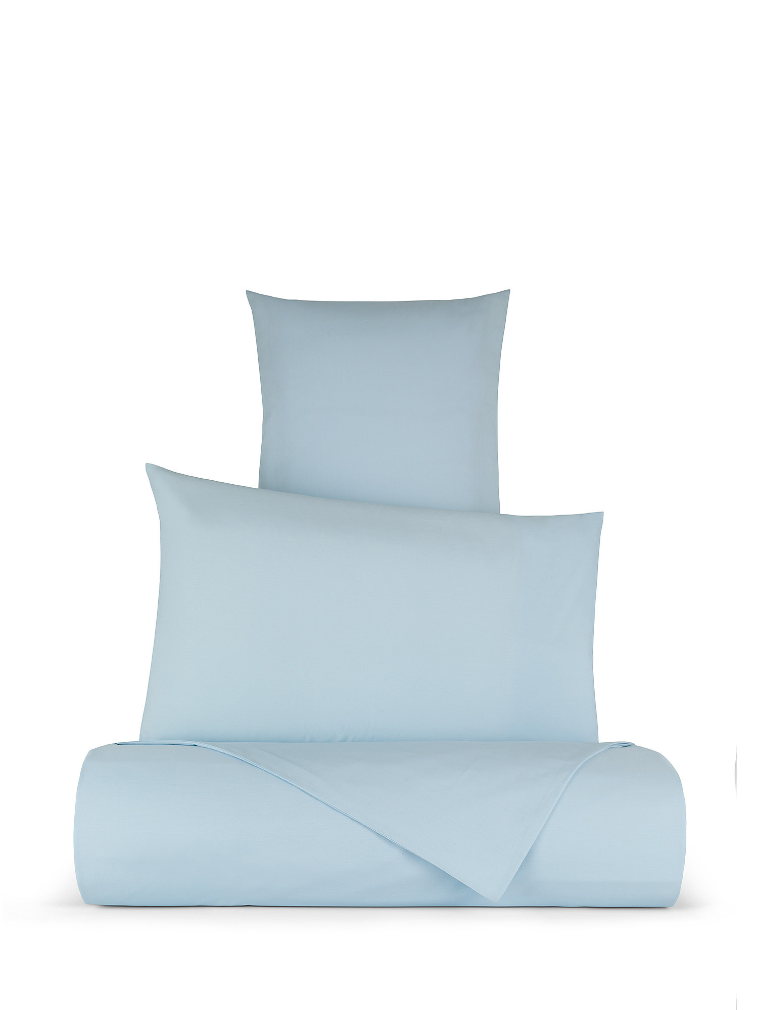Solid color percale cotton duvet cover set, Light Blue, large image number 0