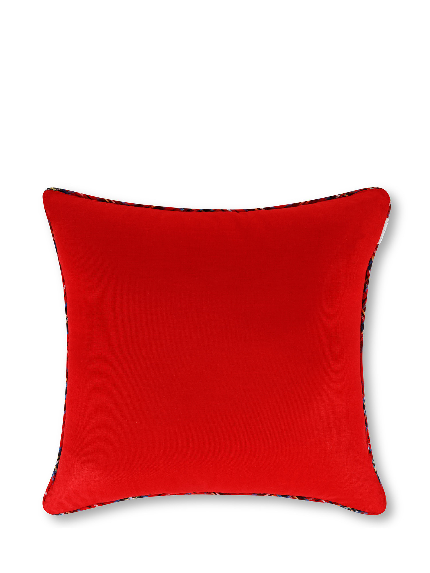 Warm tartan cotton pillow, Red, large image number 1
