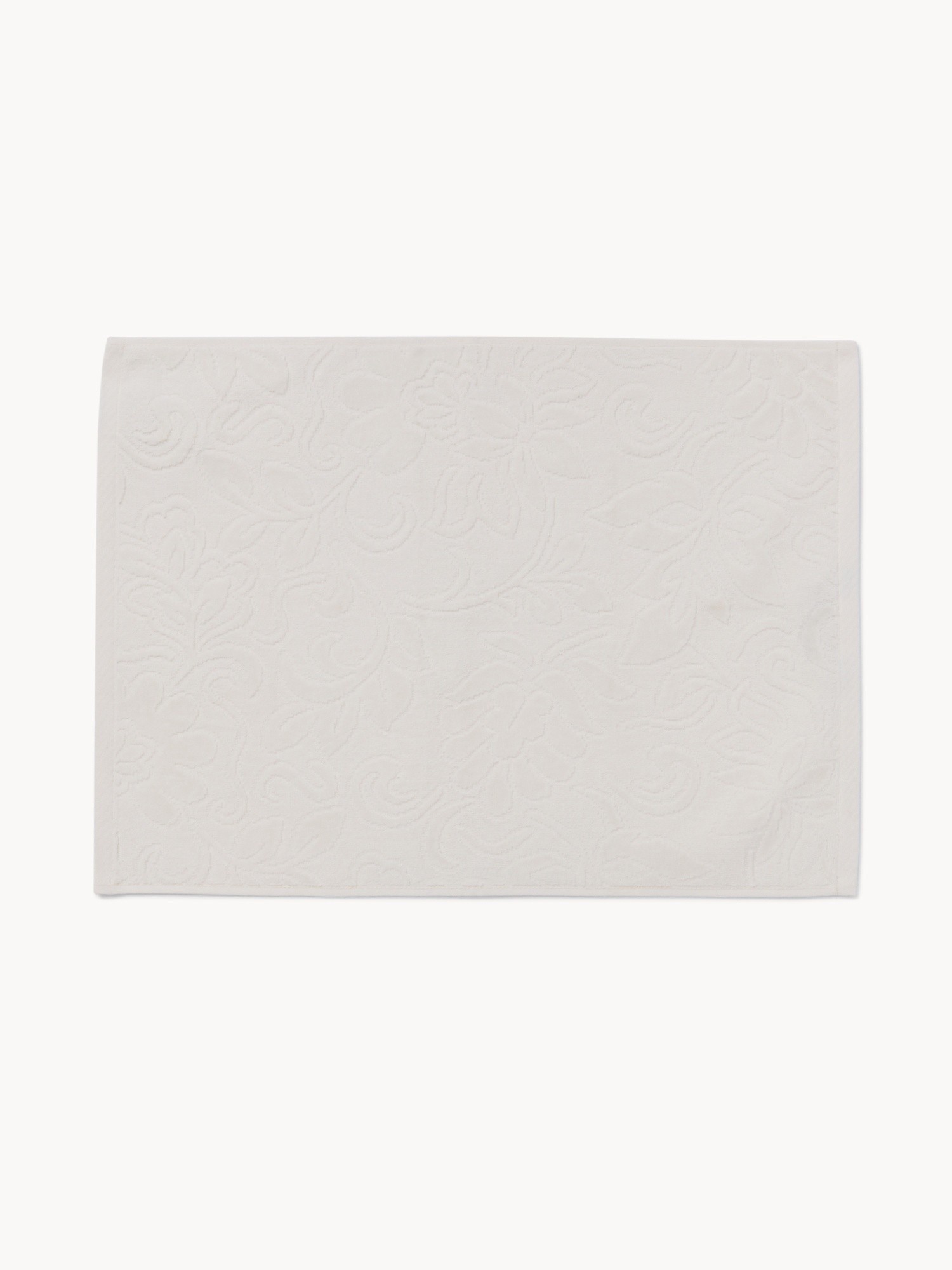 Asciugamano con fantasia floreale in puro cotone velour - Prezzo di lancio, Bianco, large image number 1