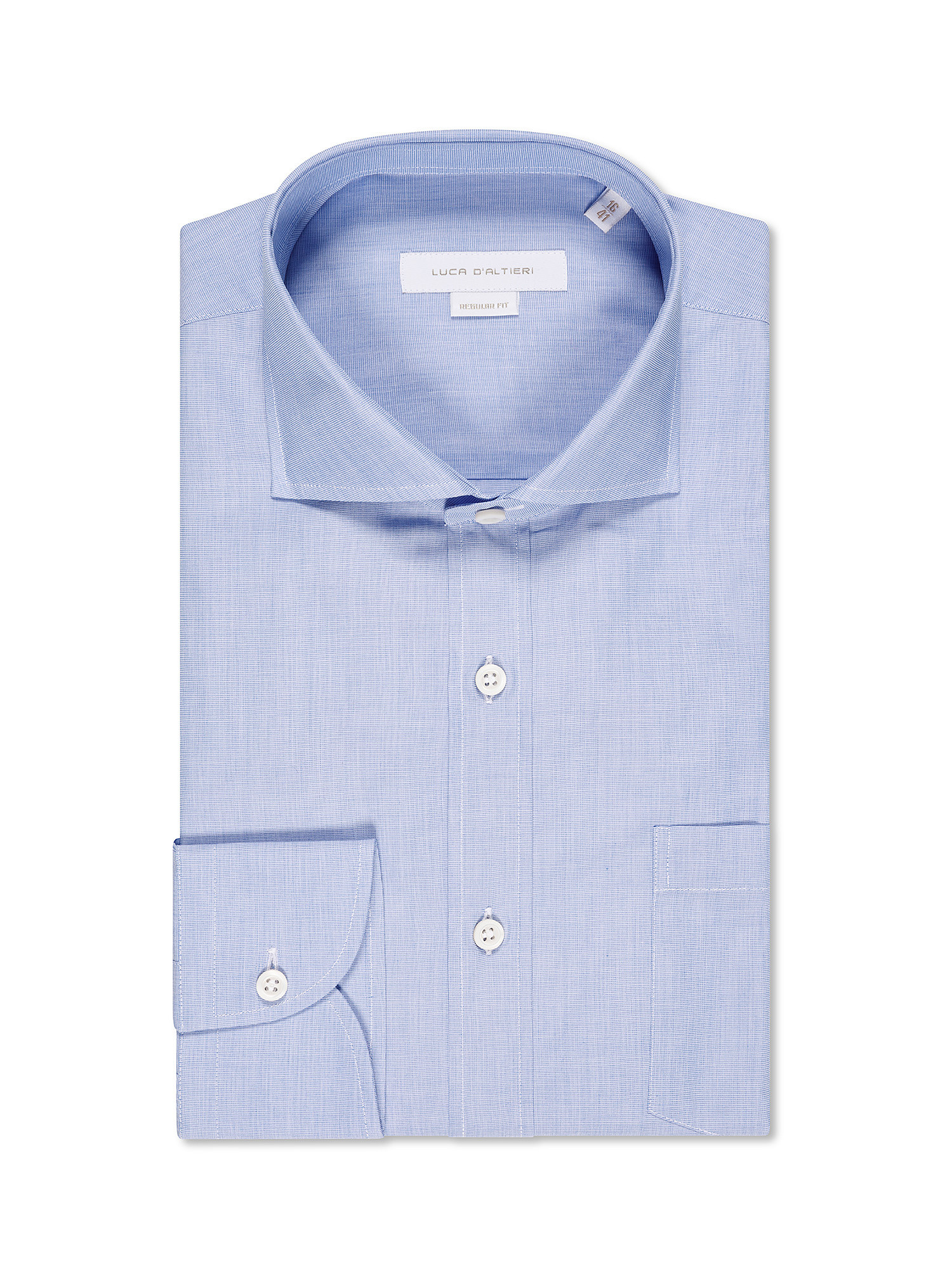 Regular fit shirt in pure cotton, Blue Celeste, large image number 0
