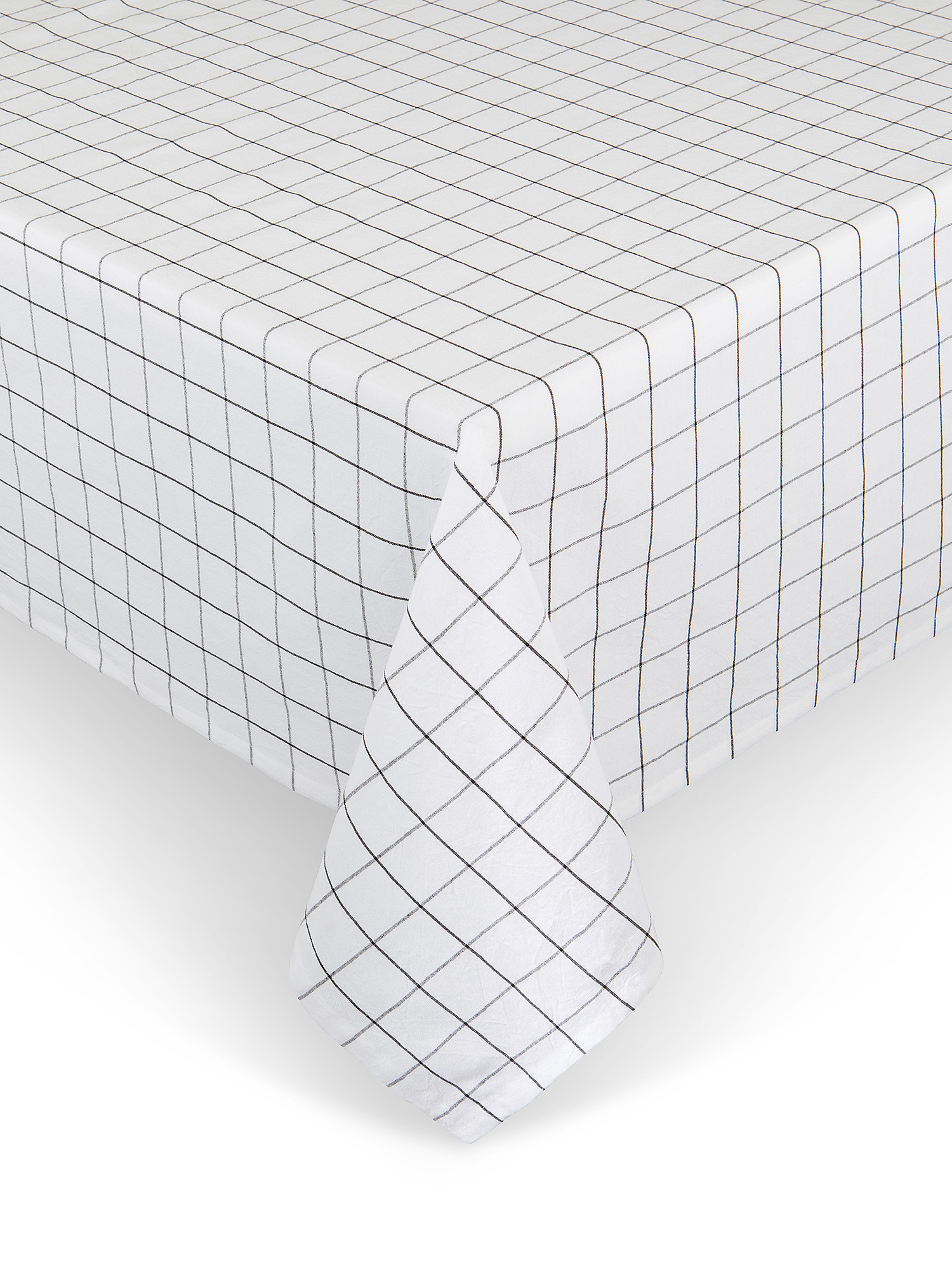 Check pattern washed cotton tablecloth, White, large image number 0