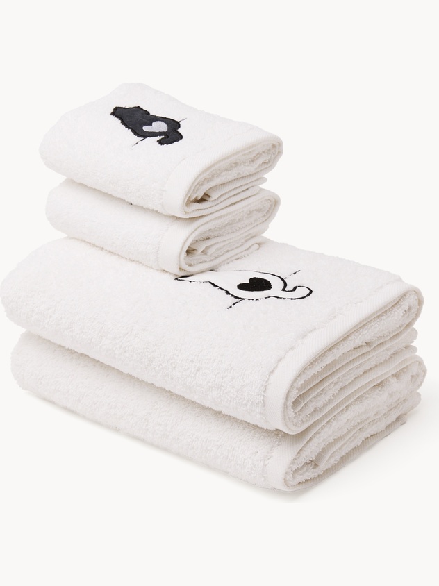 Set of 4 terry towels,kitten design