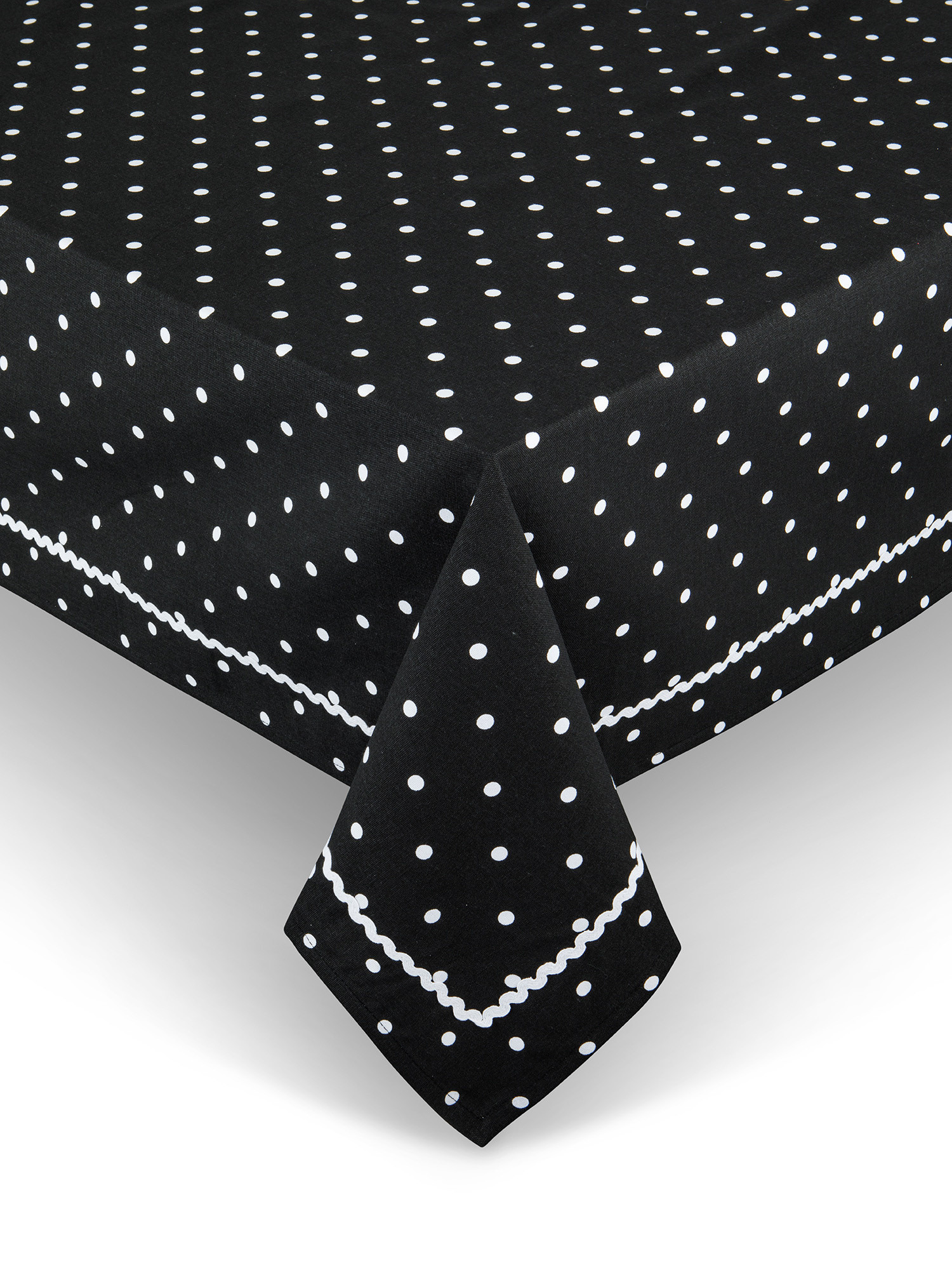 100% cotton tablecloth with polka dot print, Black, large image number 0