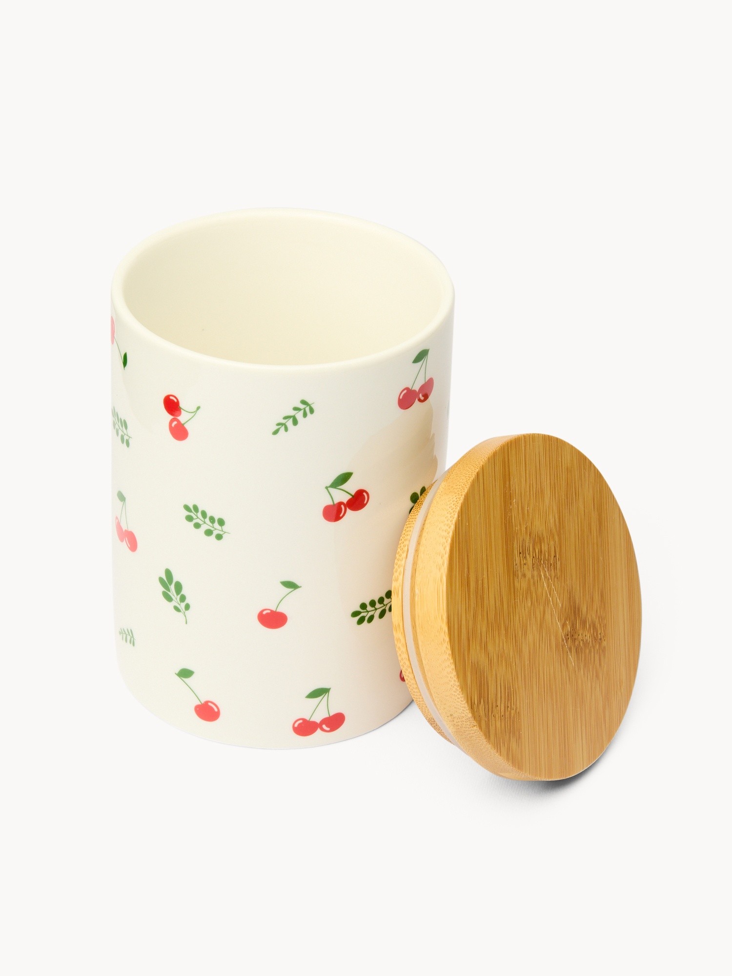 Barattolo in new bone china motivo ciliegie - Prezzo di lancio, Bianco, large image number 1