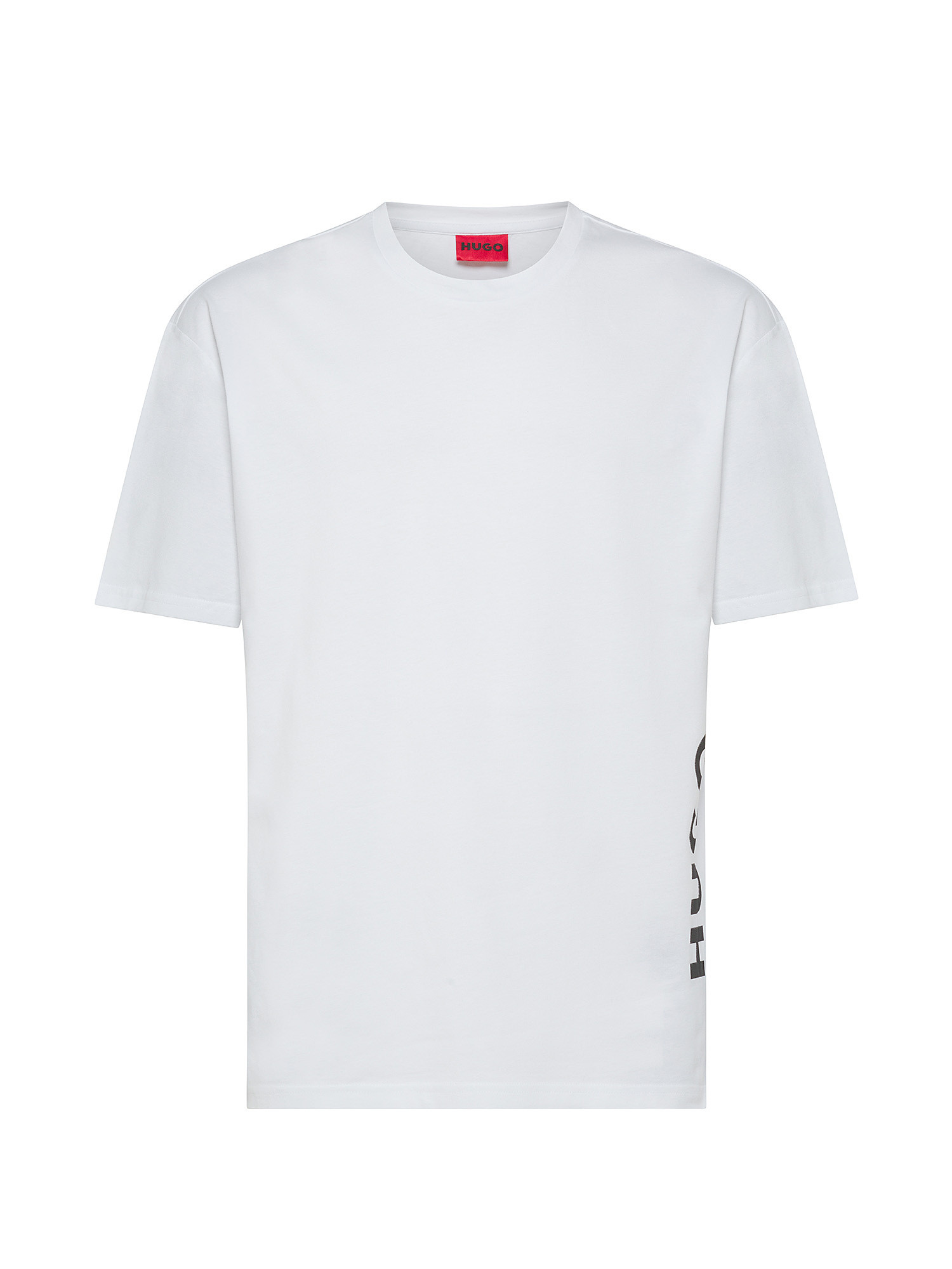 Hugo - T-shirt con stampa logo in cotone, Bianco, large image number 0