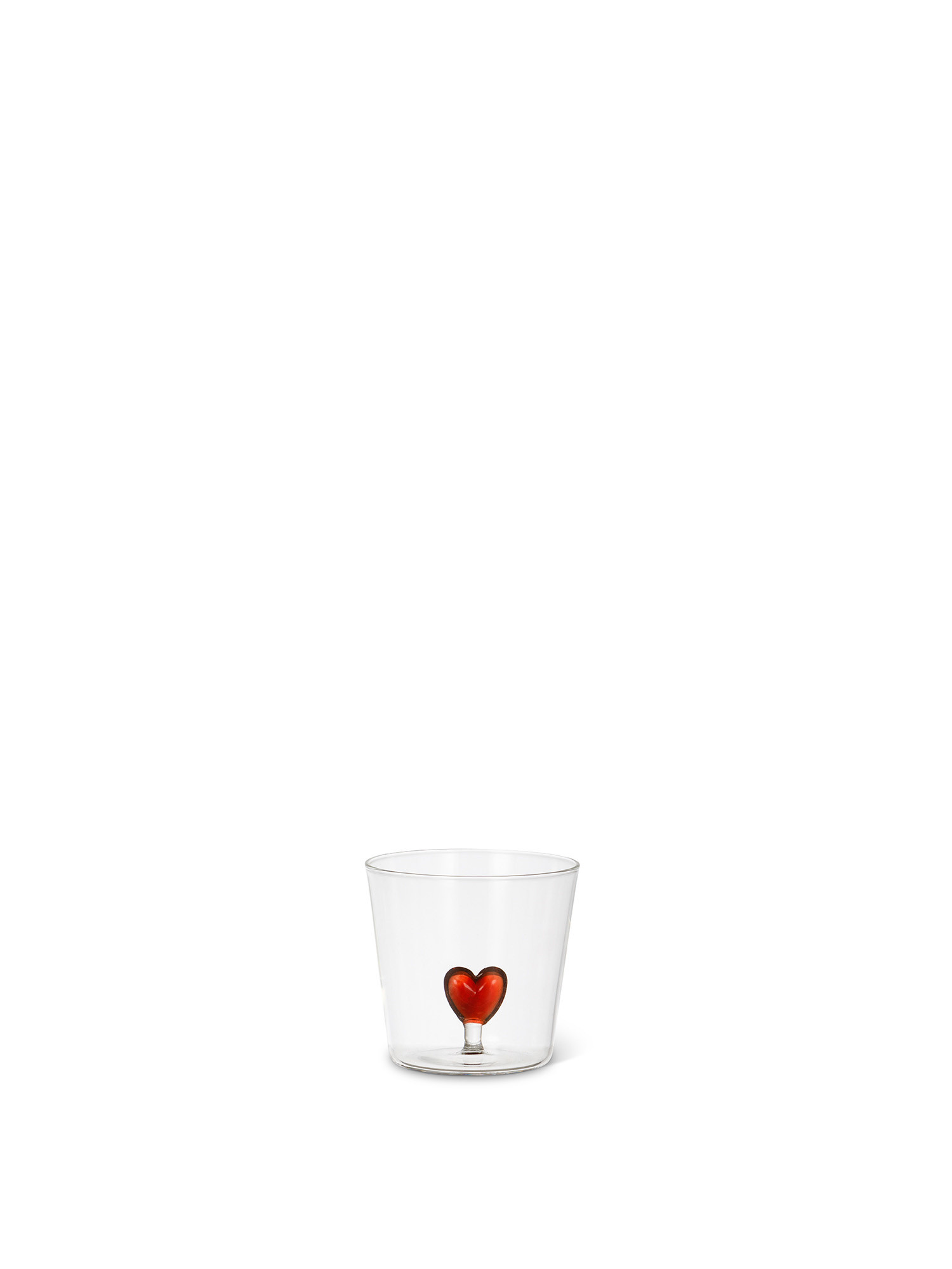 Bicchiere in vetro dettaglio cuore, Trasparente, large image number 0