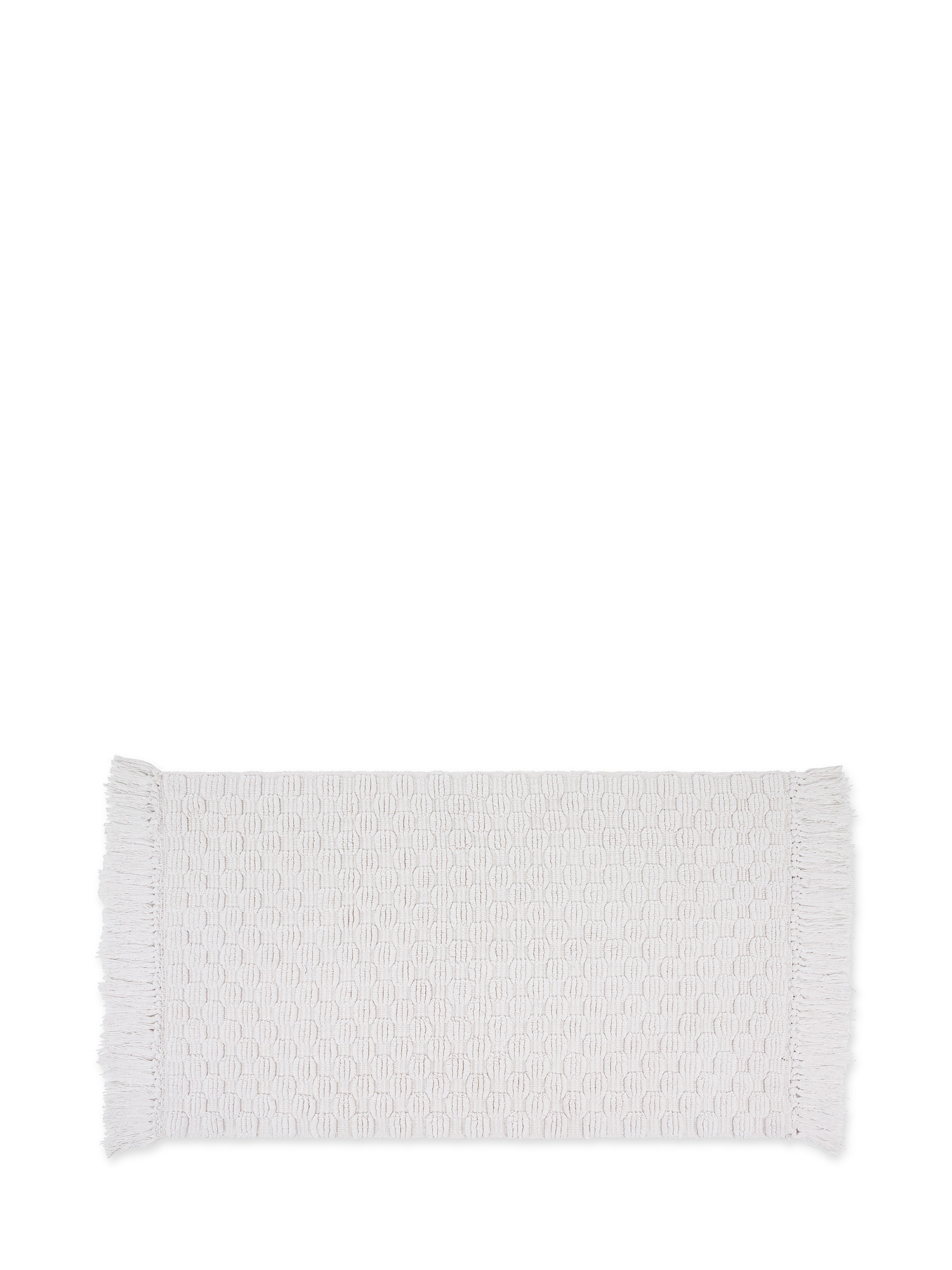 Tappeto bagno tessuto jacquard motivo a rilievo, Bianco, large image number 0