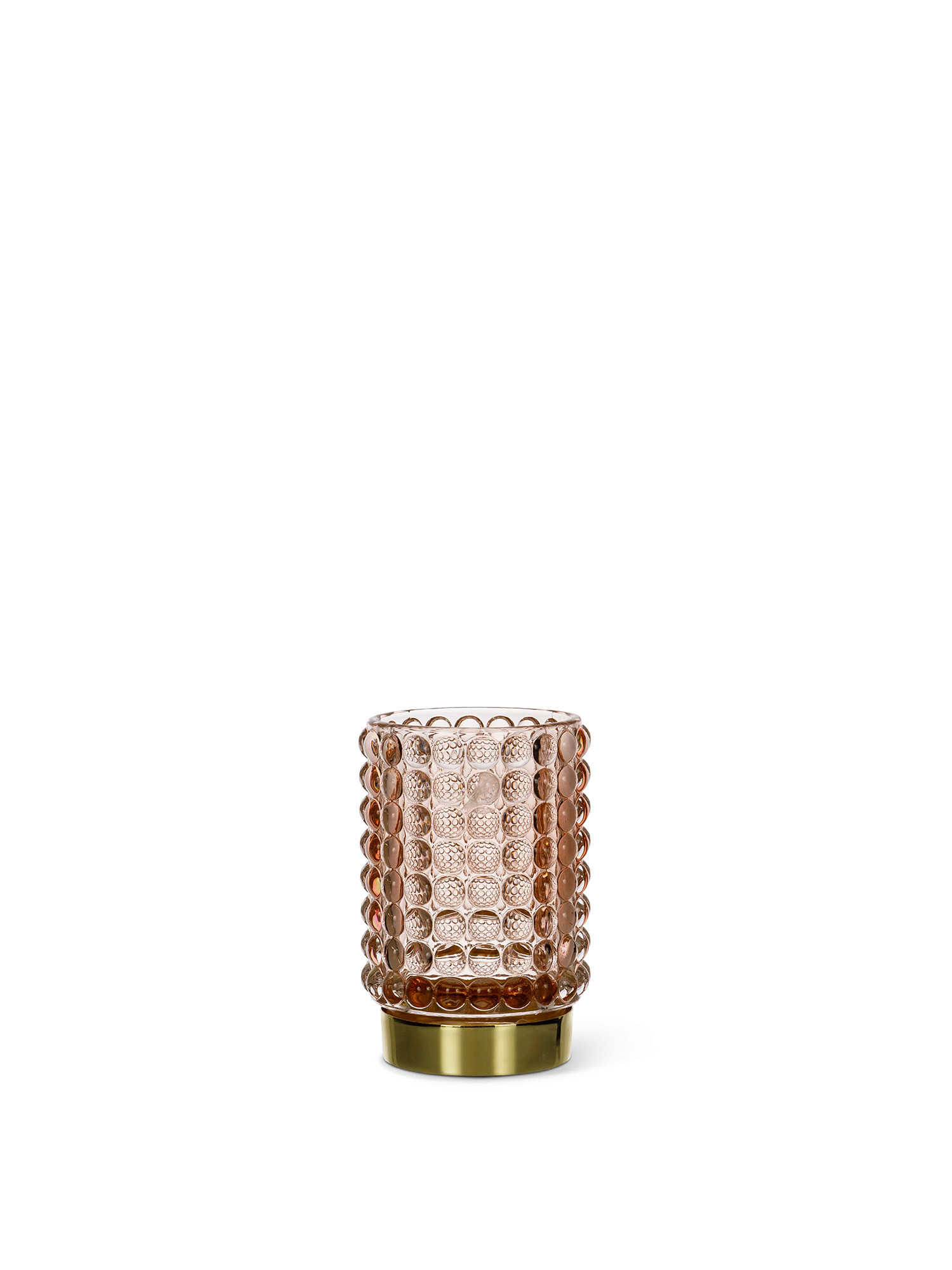 Glass t-light holder with golden detail, Pink, large image number 0