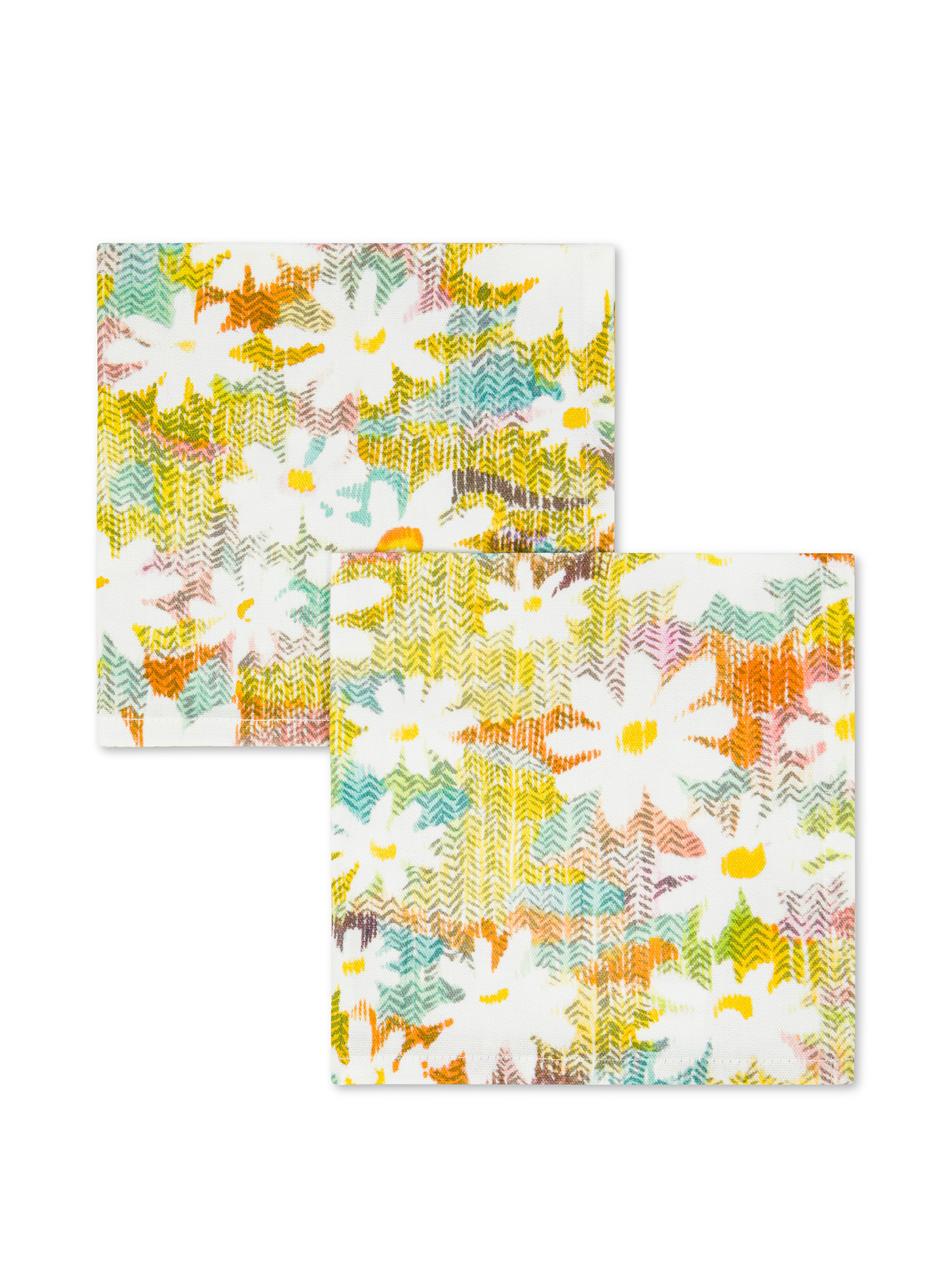 Set 2 tovaglioli panama di cotone stampa margherite, Multicolor, large image number 0