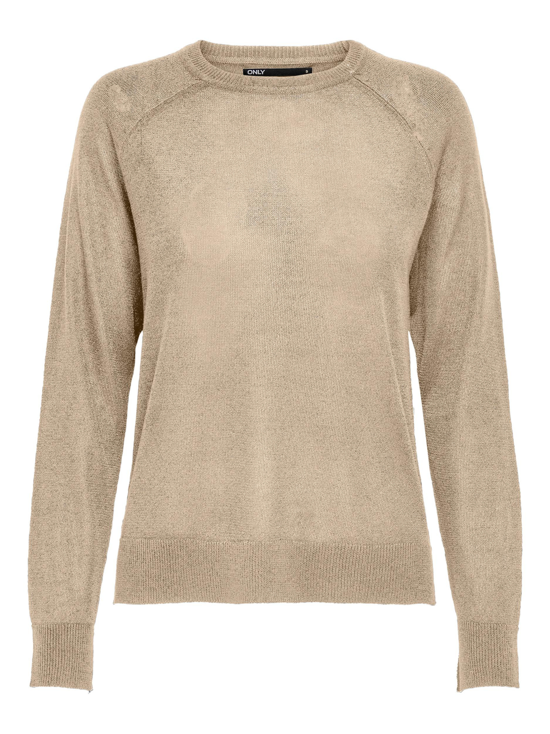 Pullover a girocollo, Beige, large
