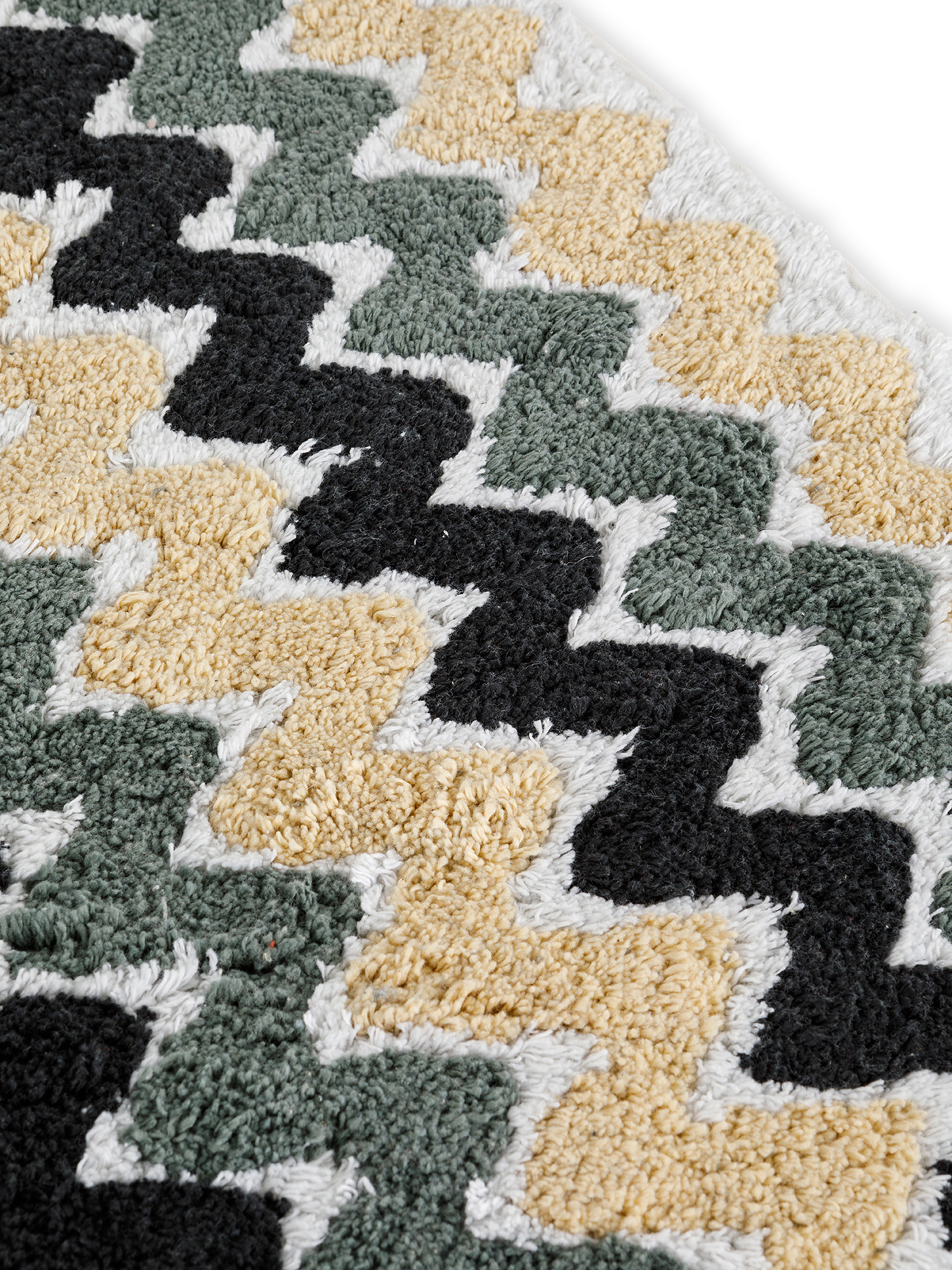 Cotton bath mat with zigzag pattern, Beige, large image number 1