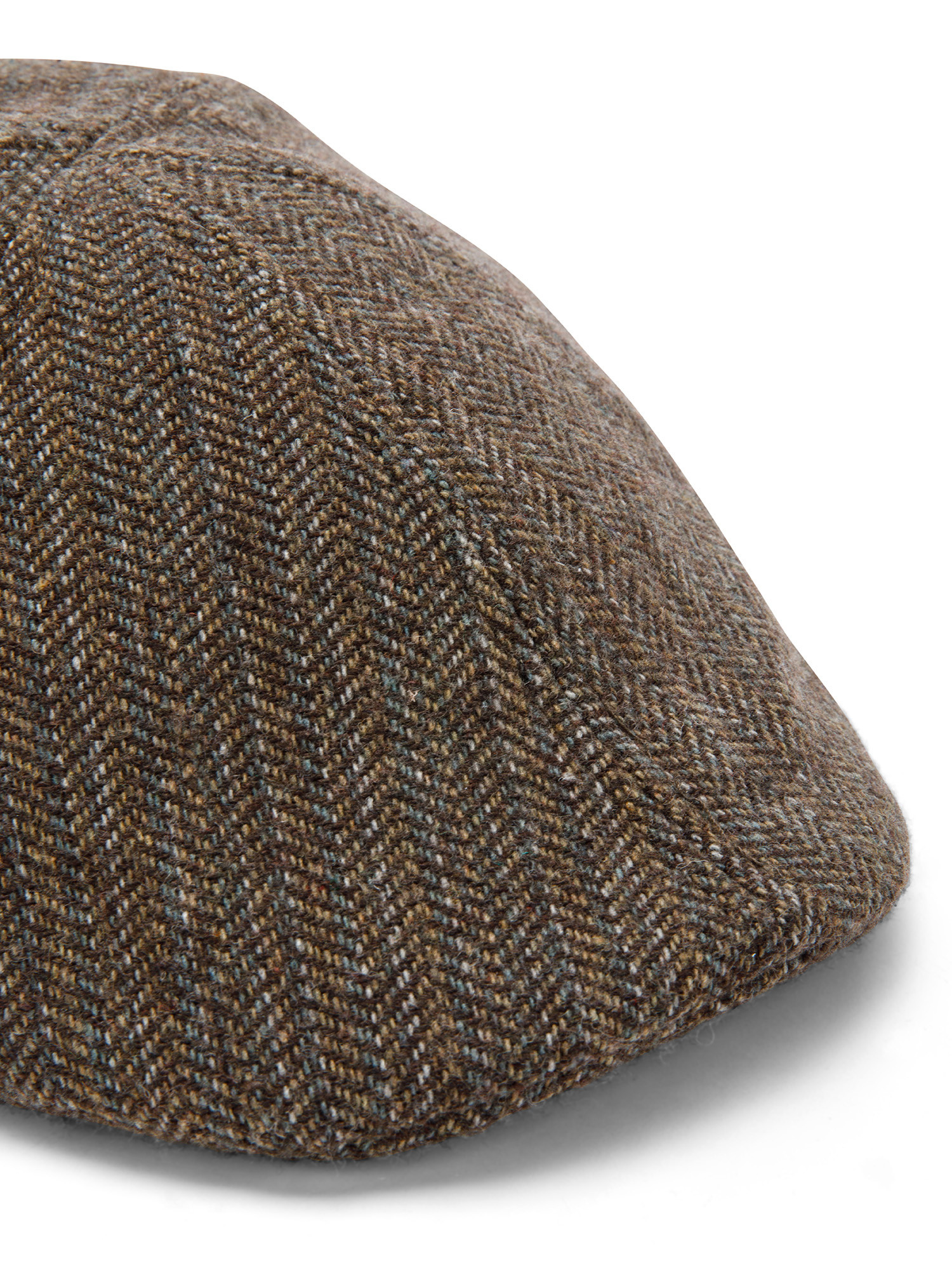 Luca D'Altieri - Flat cap in herringbone fabric, Brown, large image number 1