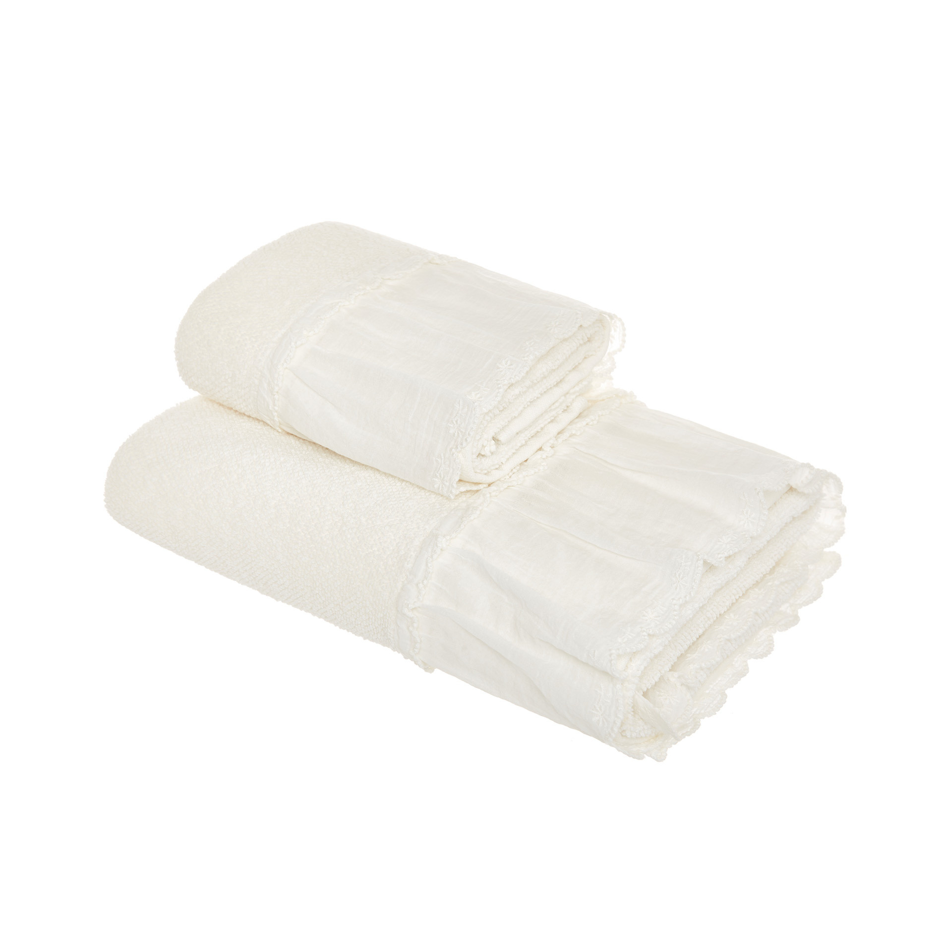Asciugamano cotone bordo voile Portofino, Bianco panna, large image number 0