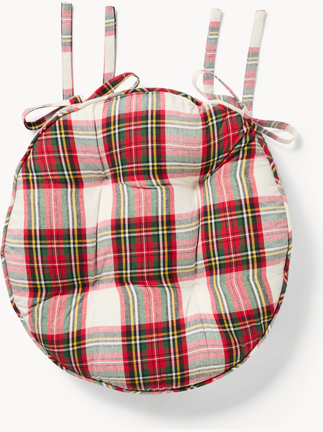 Cuscino sedia tartan a materasso in puro cotone tinto filo