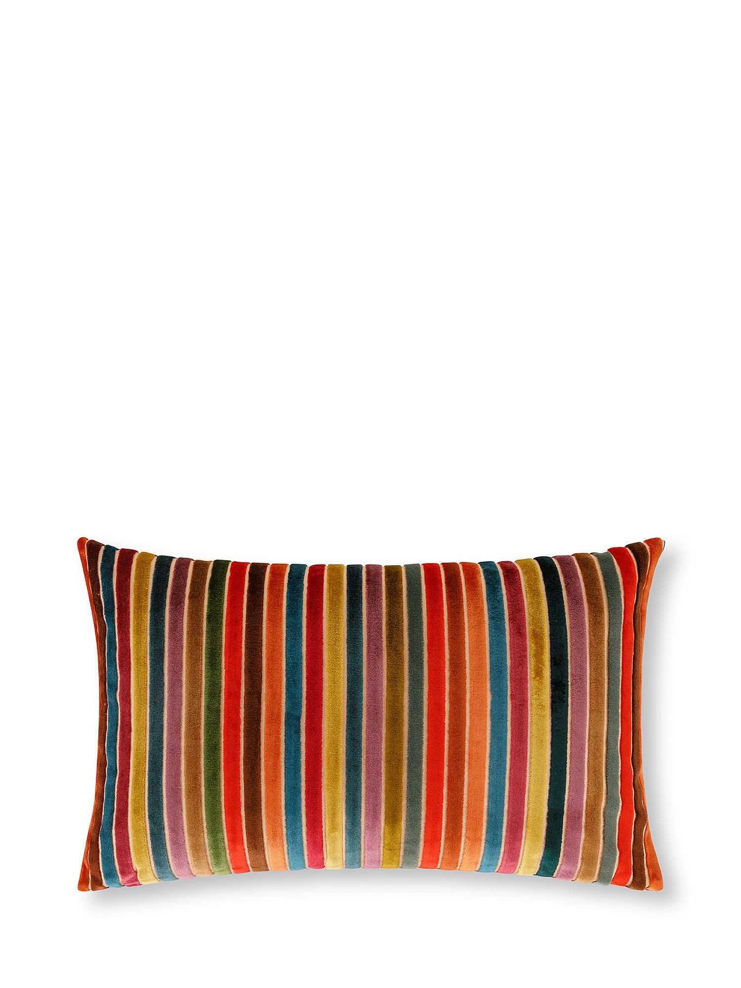 Striped velvet cushion 35x55cm, Multicolor, large image number 0
