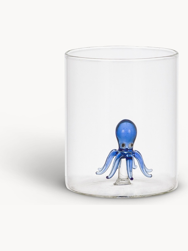 Bicchiere in vetro borosilicato dettaglio polipetto