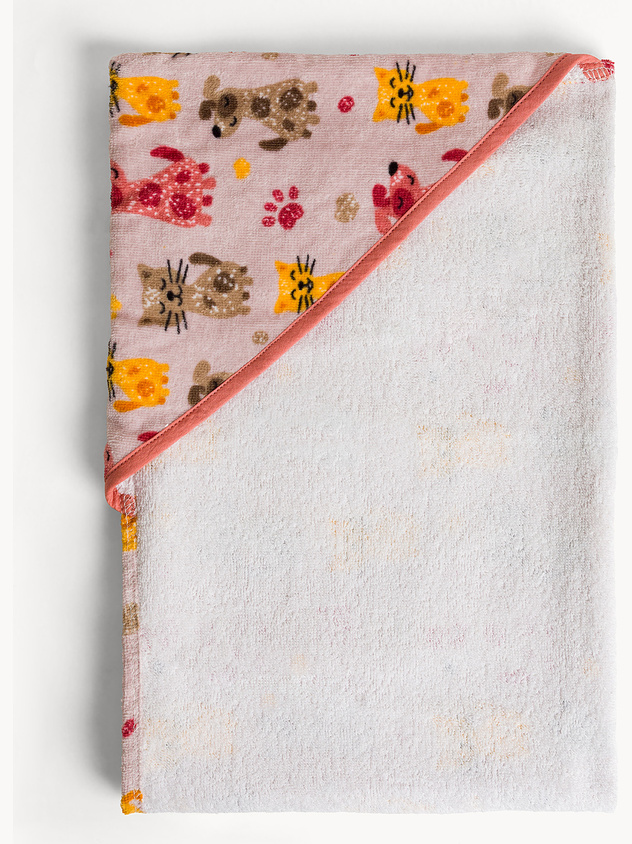 Asciugamano in cotone velour stampa animaletti