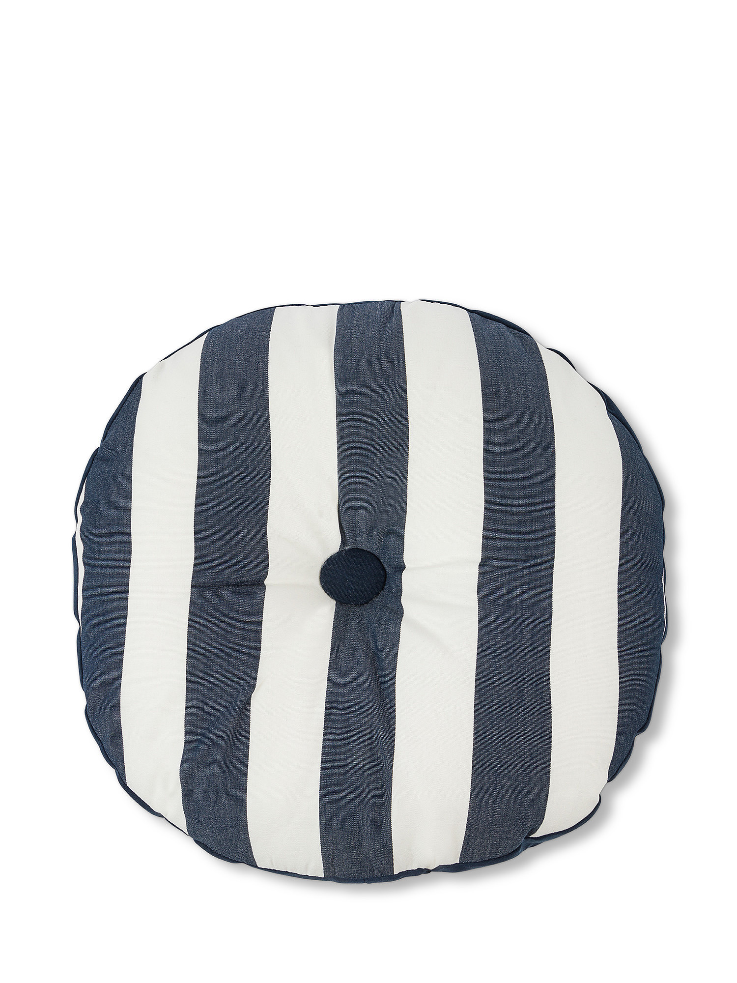 Round outdoor cushion in striped fabric, Blue, large image number 0