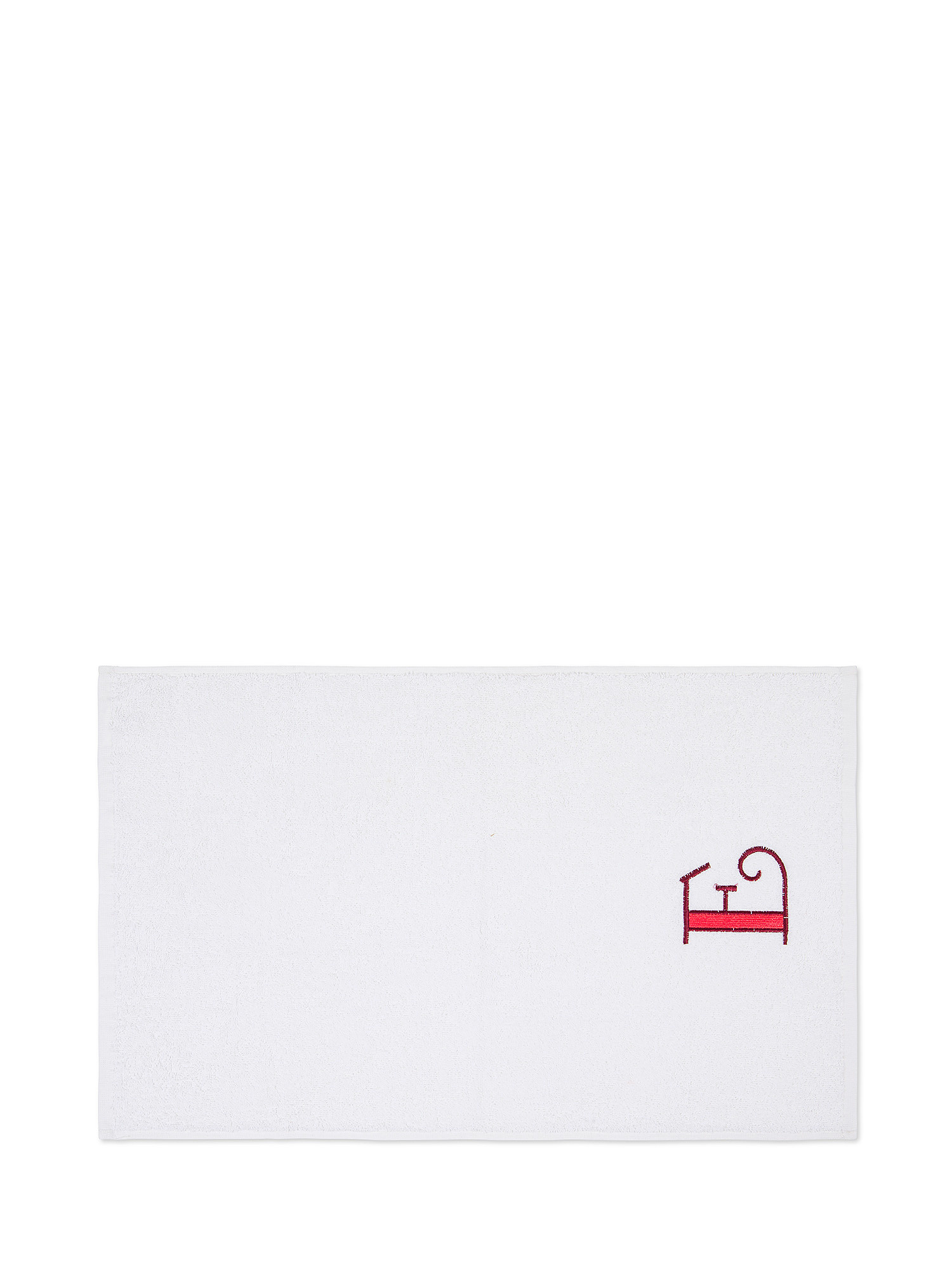 Set asciugamano in spugna ospite e viso con monogramma lettera, Rosso, large image number 1