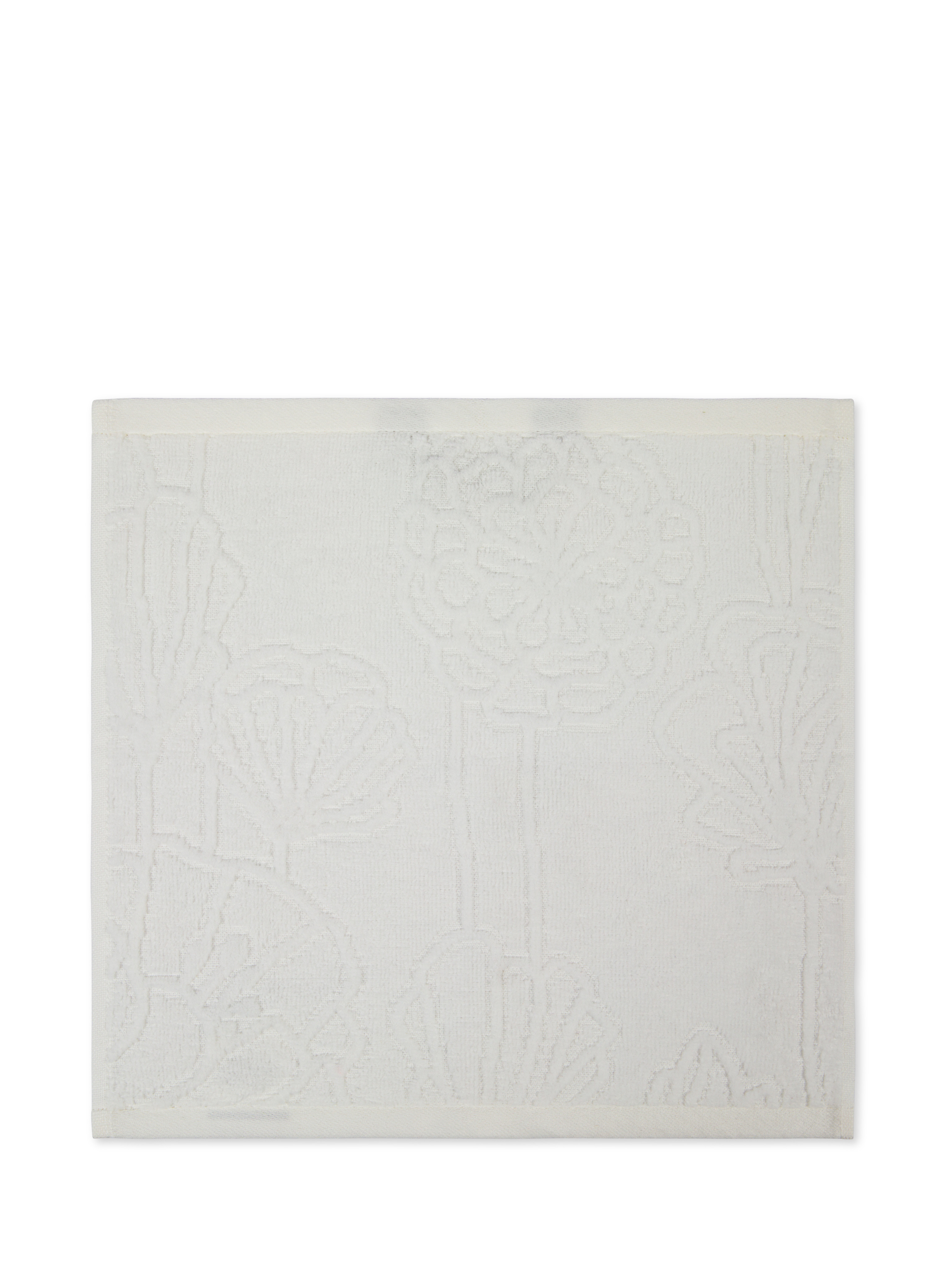 Set 2 lavette cotone velour motivo floreale, Bianco, large image number 2