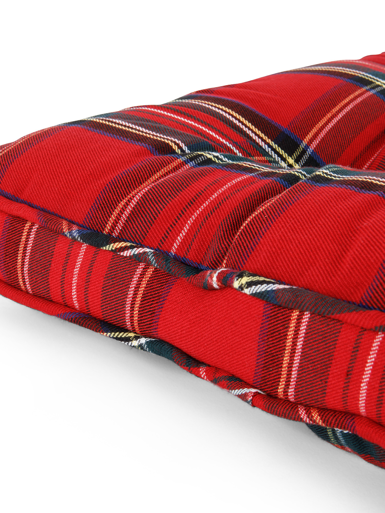 Tartan cotton twill chair cushion, Red, large image number 1