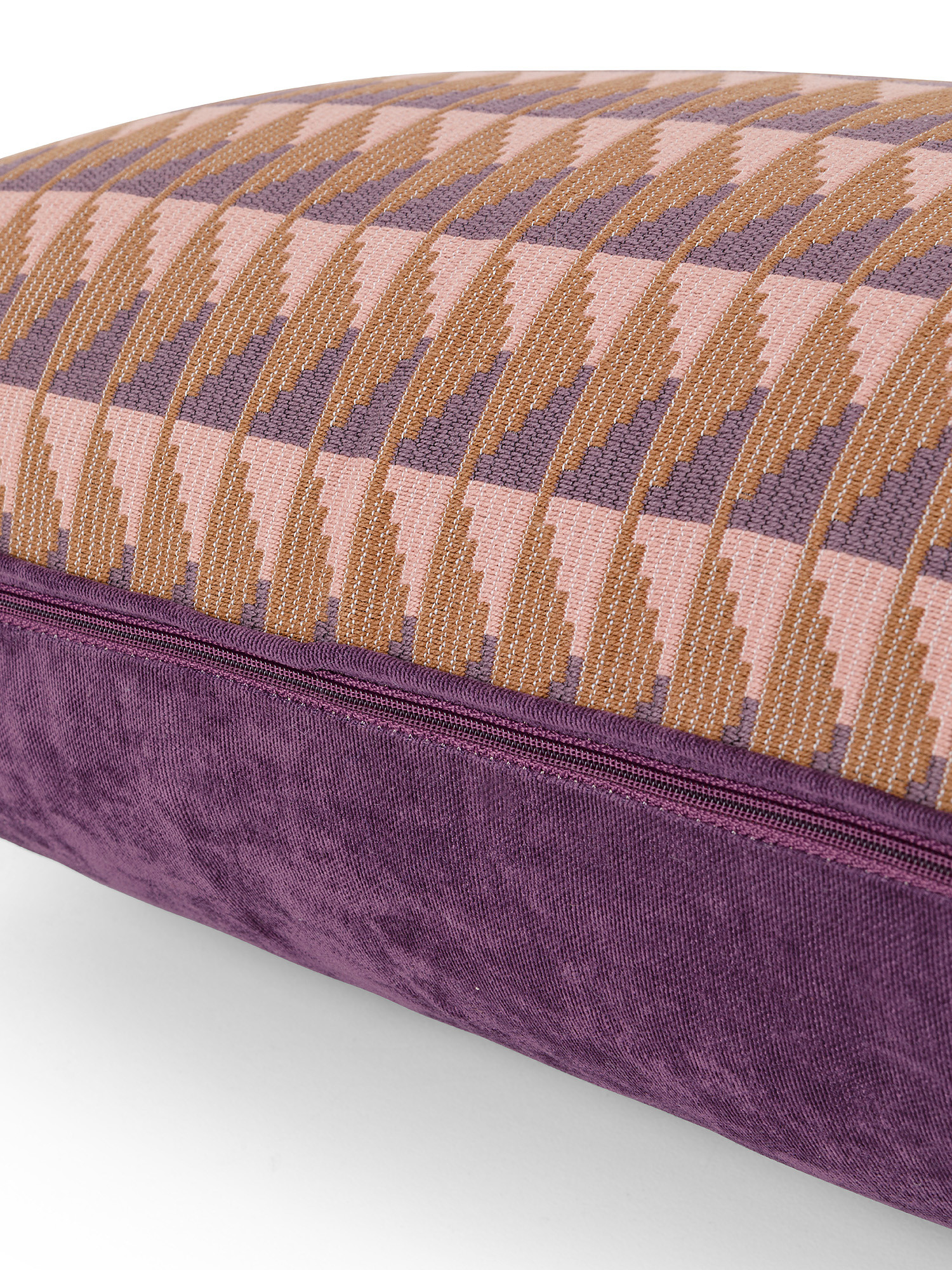 Jacquard cushion with zig zag motif 35x55cm, Brown, large image number 2