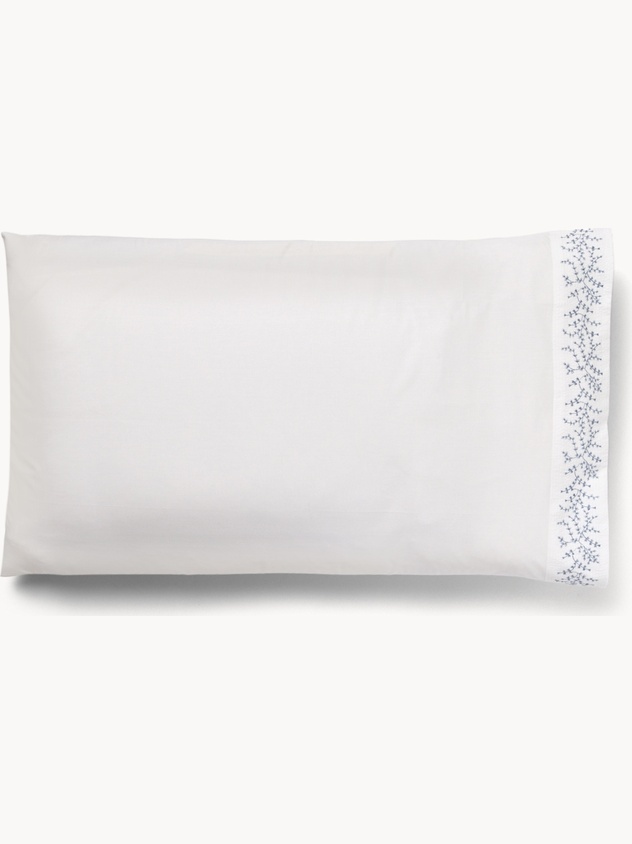 Floral embroidered cotton pillowcase