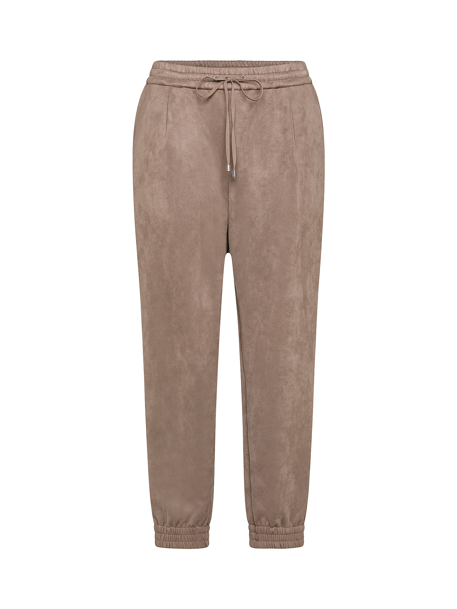 Suede jogger trousers, Brown, large image number 0