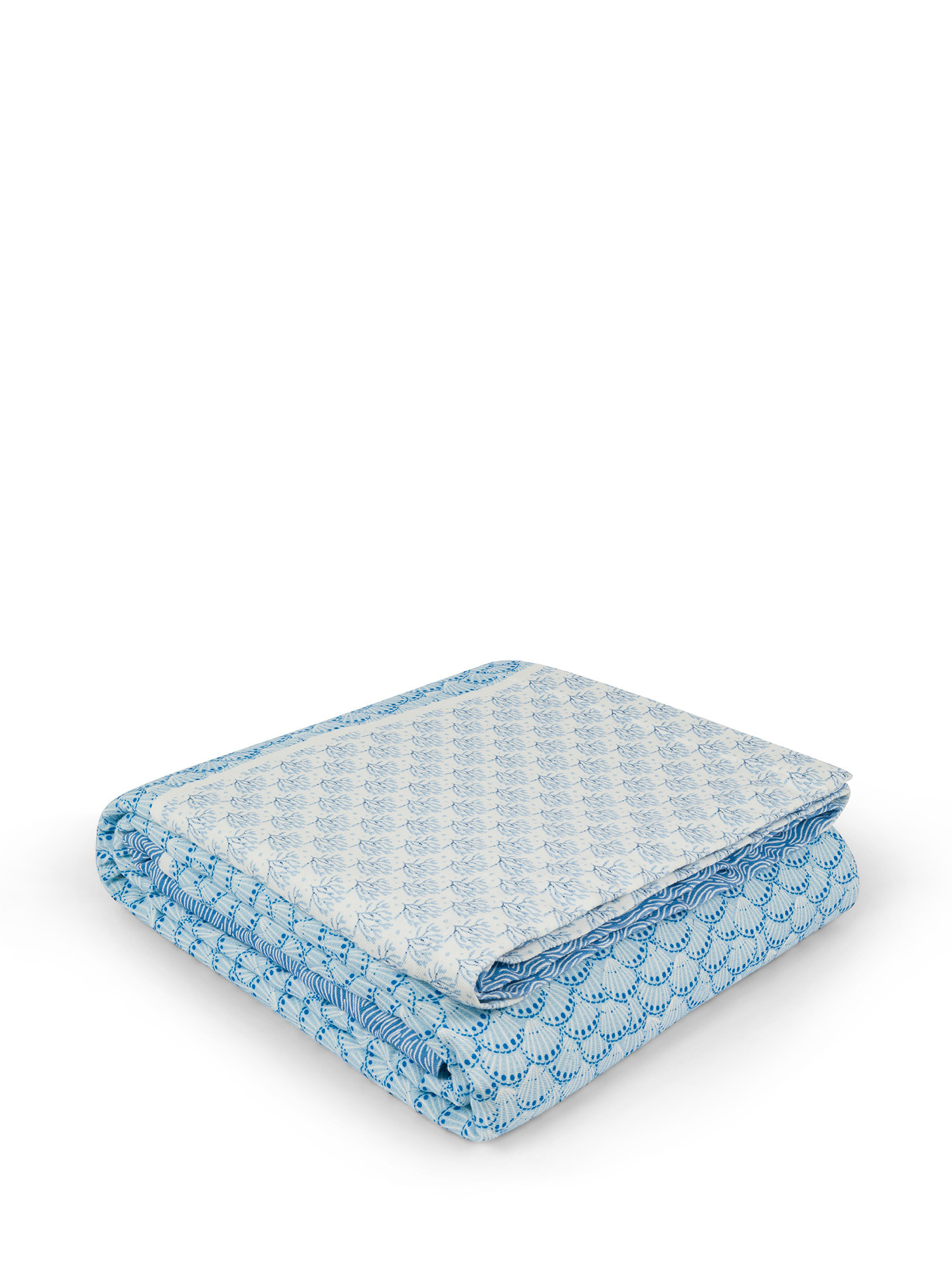 Pure washed cotton bedspread, Blue, large image number 0